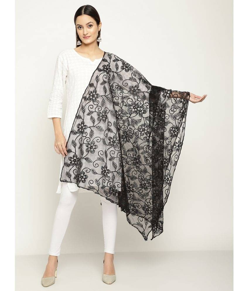     			Queenley - Black Net Women's Dupatta - ( Pack of 1 )