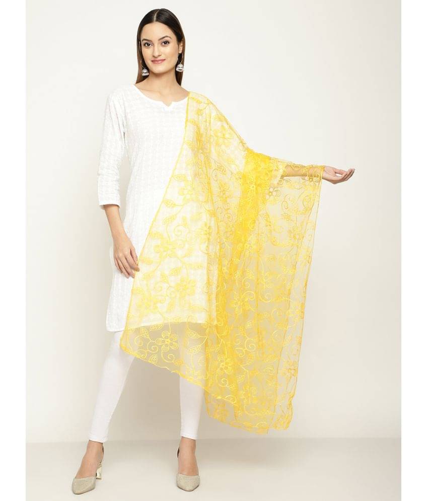 Queenley - Yellow Net Women's Dupatta - ( Pack of 1 ) Queenley - Yellow Net Women's Dupatta - ( Pack of 1 )