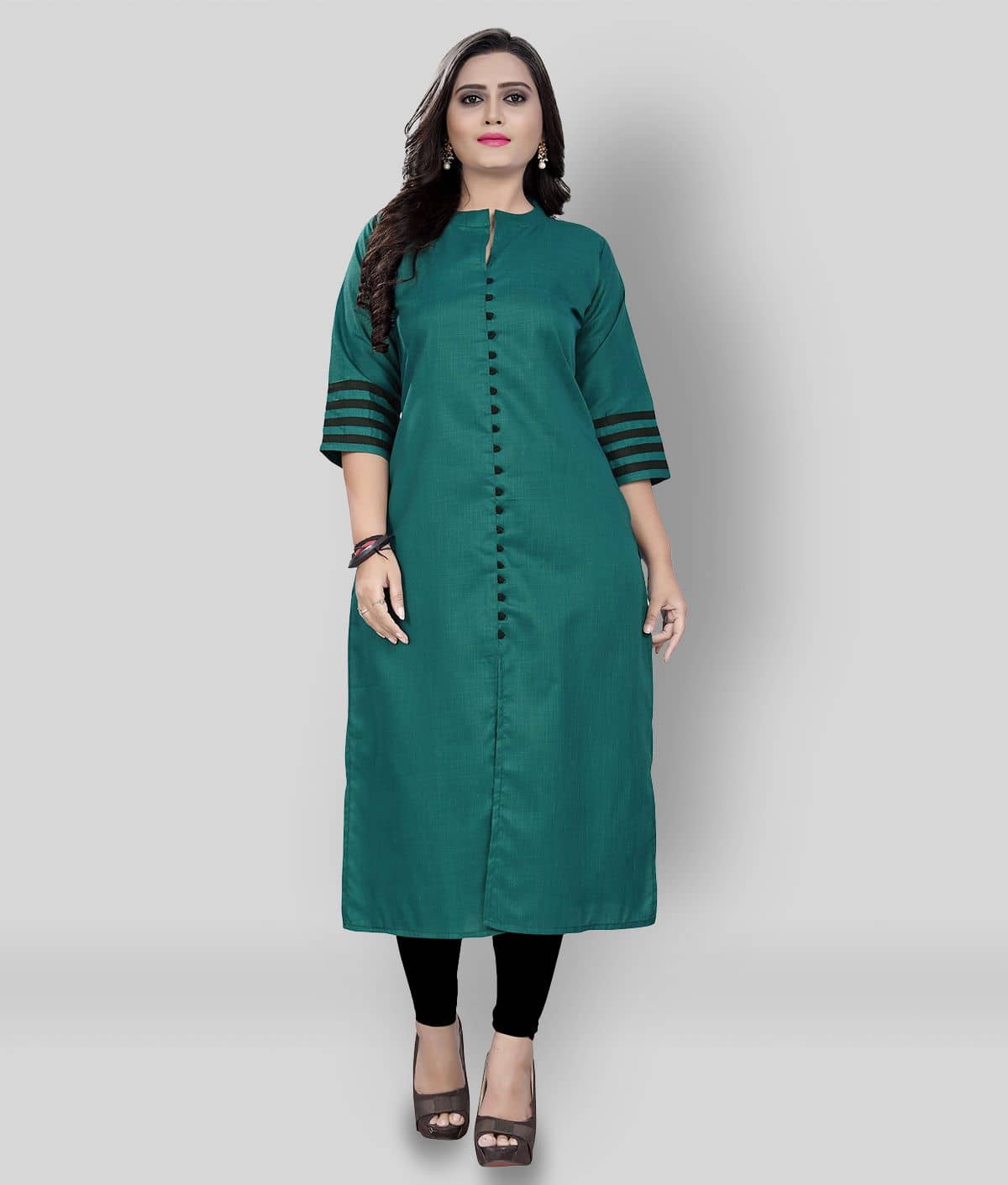 Shagun - Green Cotton Women's Front Slit Kurti ( Pack of 1 ) - Kurtis, Tunics | Buy online on ZillyBuy