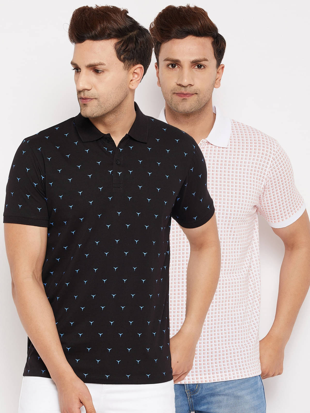 Wild West Pack of 2 Cotton Blend Regular Fit Printed Half Sleeves Men's Polo T Shirt ( Multicolor ) Wild West Pack of 2 Cotton Blend Regular Fit Printed Half Sleeves Men's Polo T Shirt ( Multicolor )