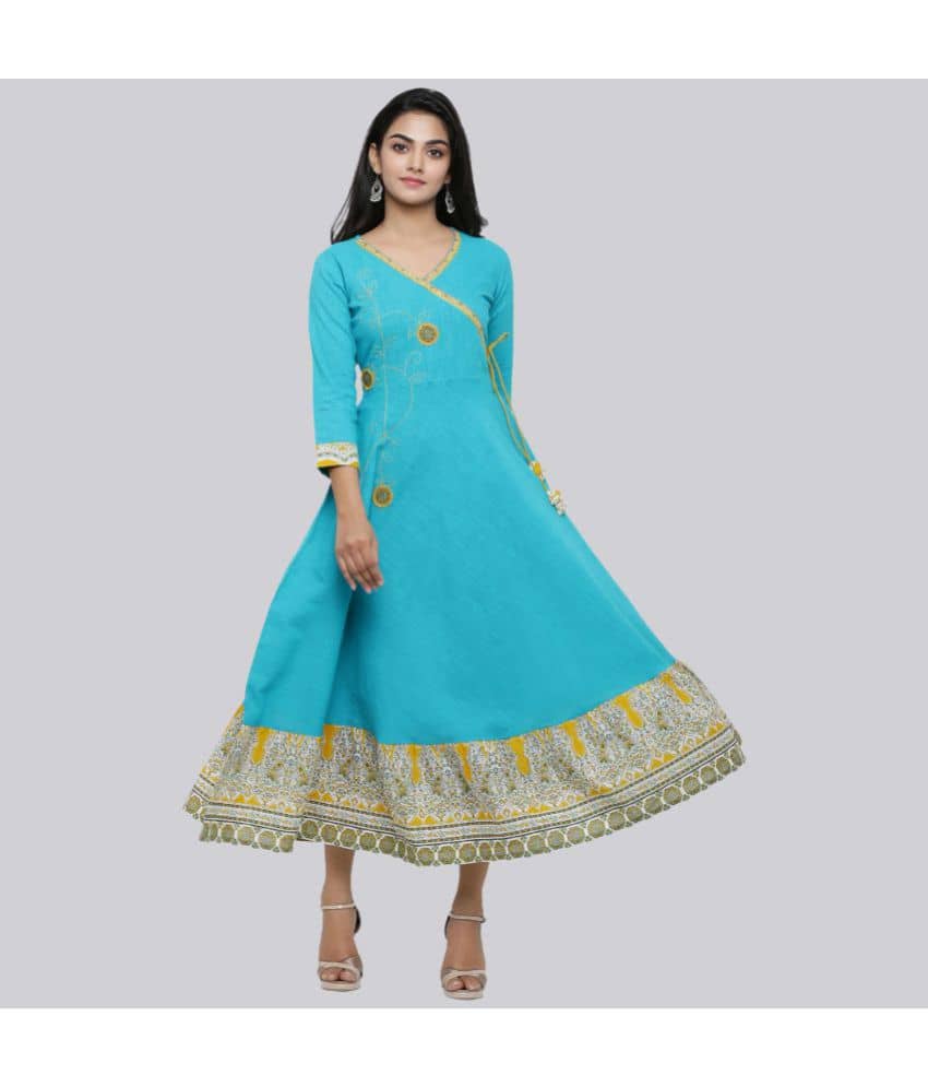 Yash Gallery - Blue Cotton Women's Angrakha Kurti ( Pack of 1 ) - Kurtis, Tunics | Buy online on ZillyBuy