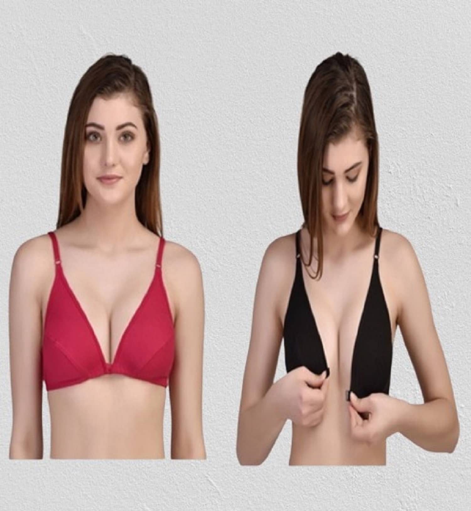 Zourt Pack of 2 Cotton Non Padded Women's Push Up Bra ( Multicolor )