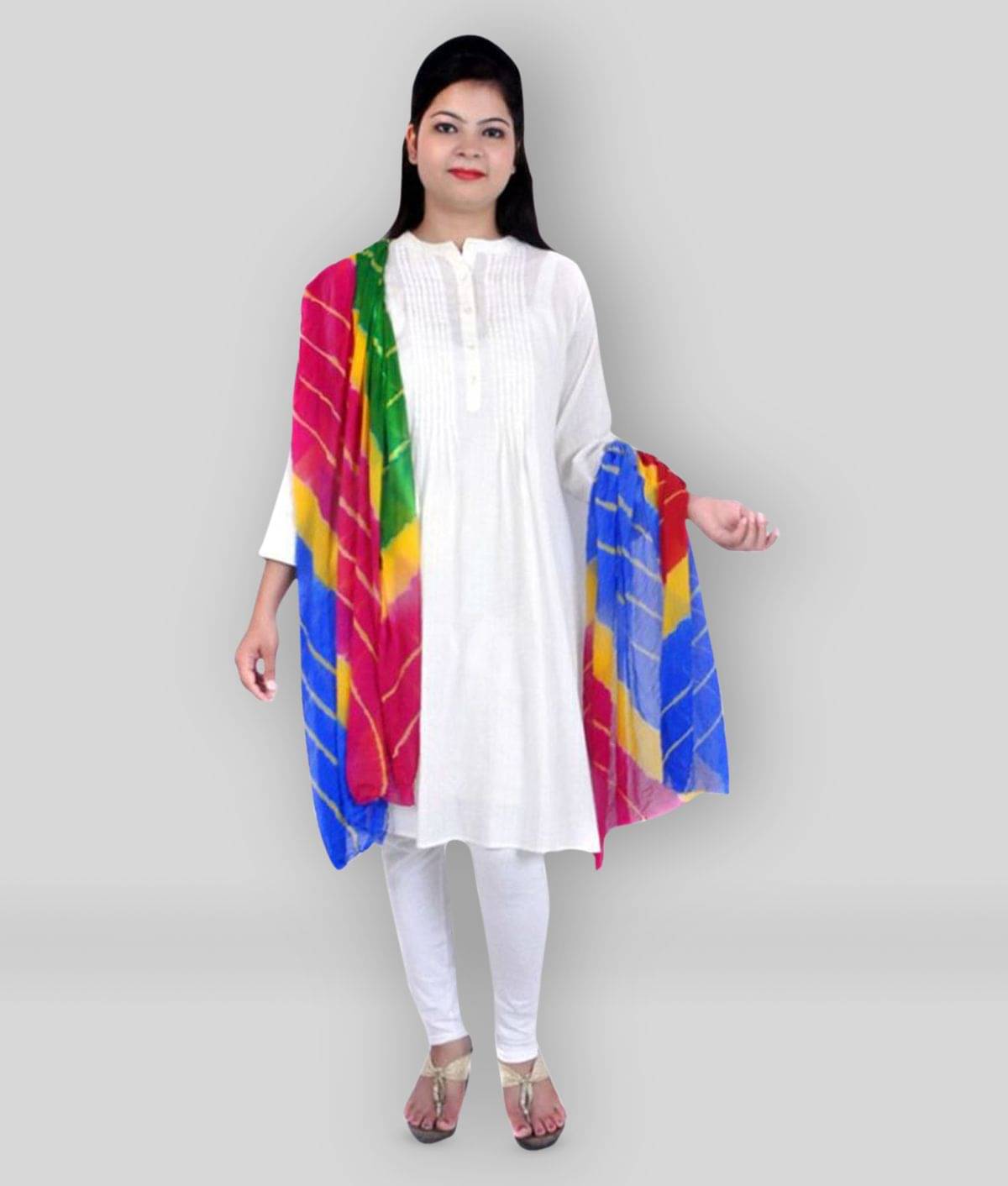     			Apratim Multicoloured Georgette Leheria Dupatta