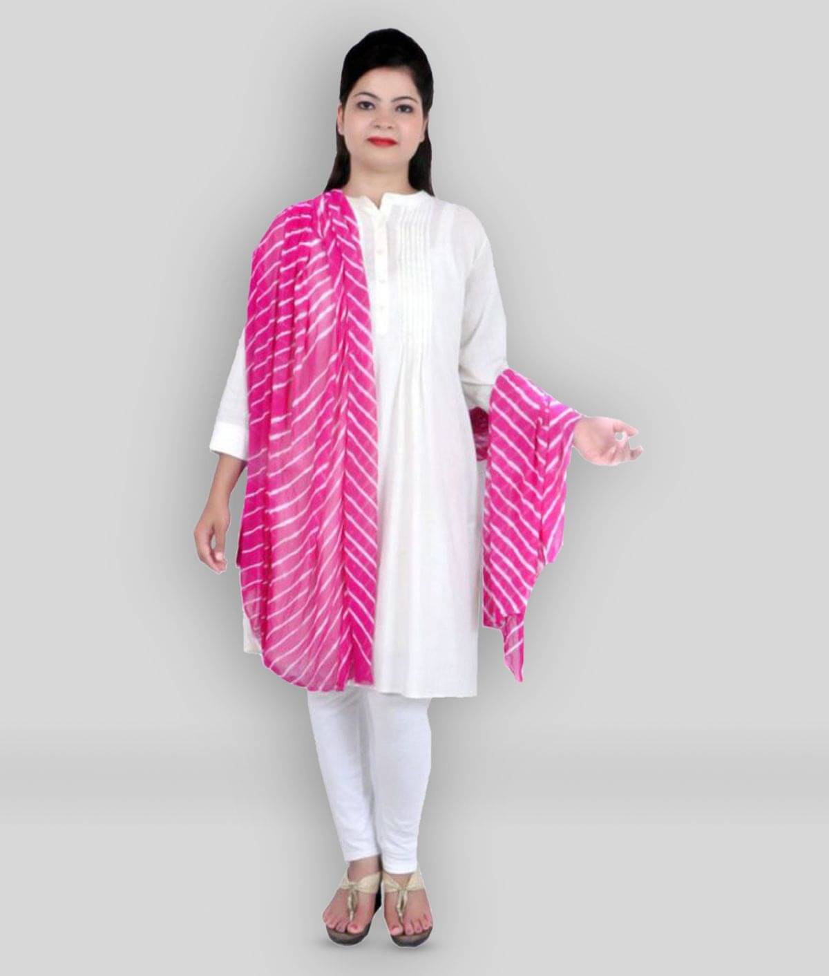     			Apratim Pink Georgette Leheria Dupatta