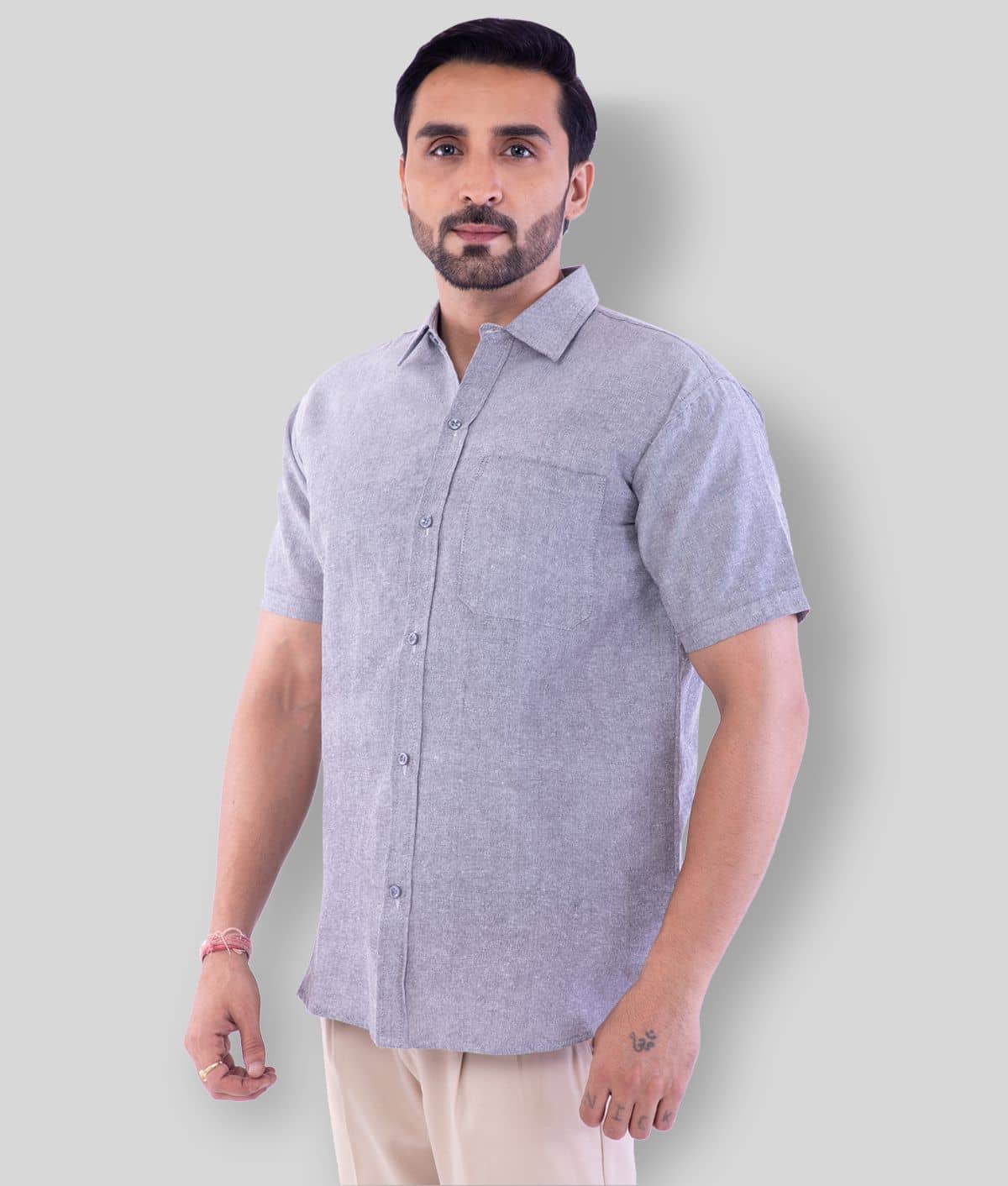 DESHBANDHU DBK - Grey Cotton Regular Fit Men's Casual Shirt ( Pack of 1 )