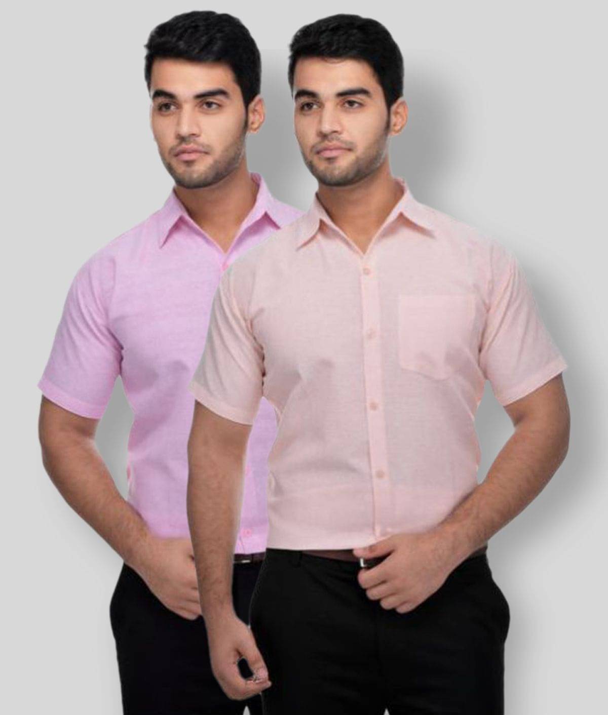     			DESHBANDHU DBK - Pink Cotton Regular Fit Men's Casual Shirt (Pack of 2 )