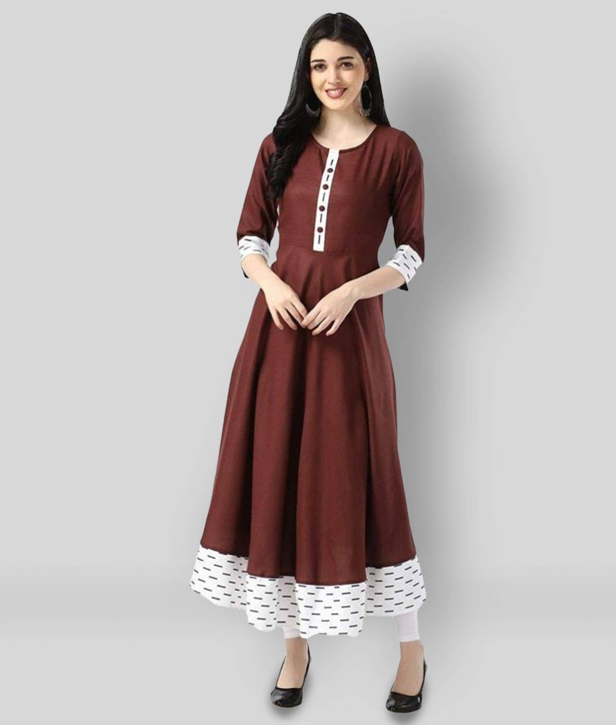     			Estela - Brown Cotton Women's Flared Kurti ( Pack of 1 )