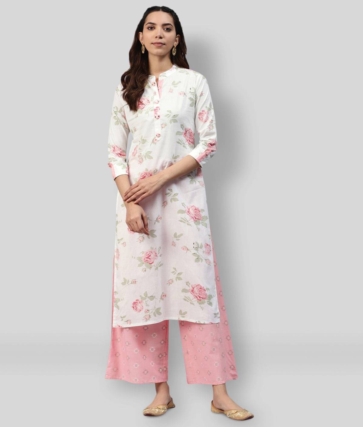 JC4U - White Straight Cotton Women's Stitched Salwar Suit ( Pack of 1 )     			JC4U - White Straight Cotton Women's Stitched Salwar Suit ( Pack of 1 )