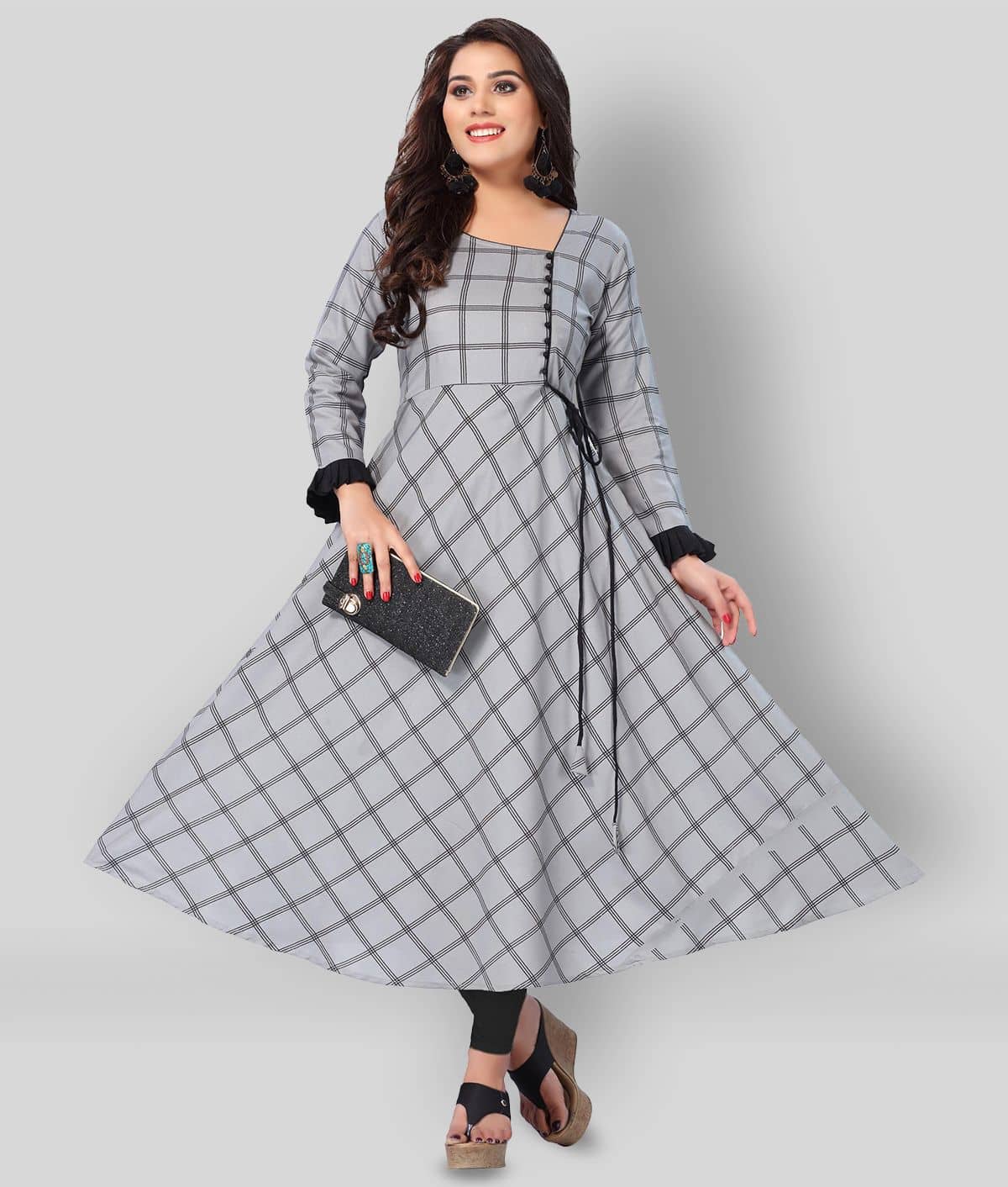 Kapadia - Multicolor Rayon Women's Flared Kurti - Kurtis, Tunics | Buy online on ZillyBuy