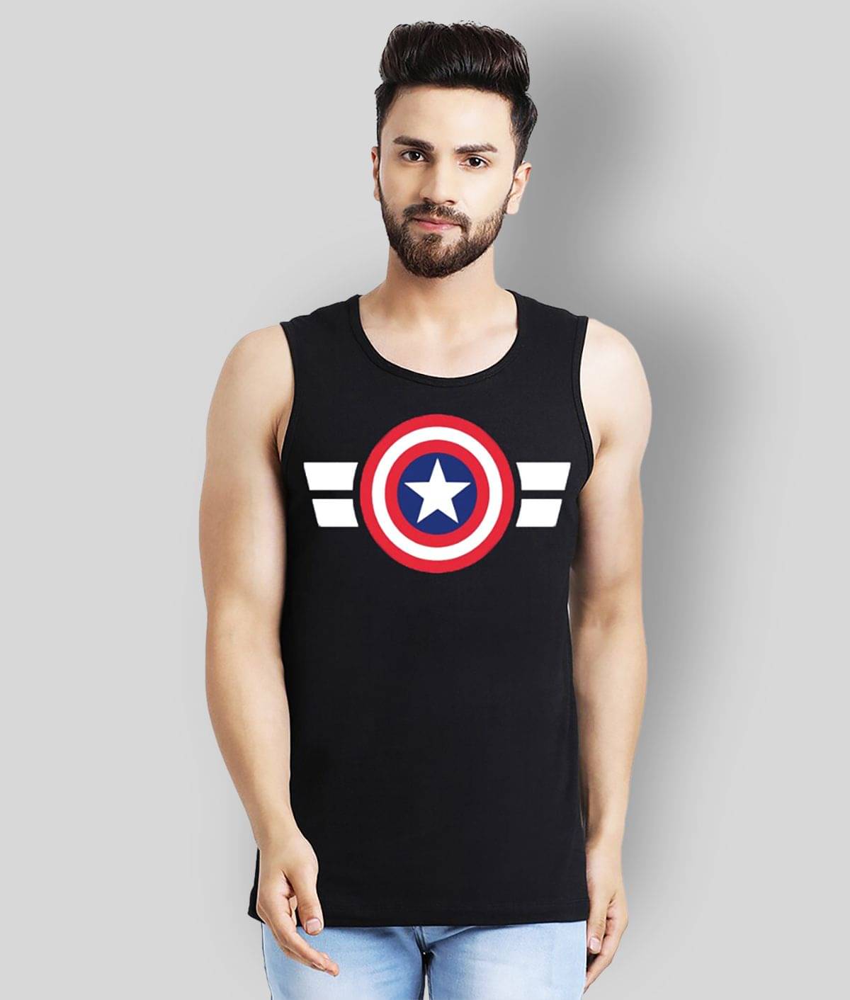     			Leotude Pack of 1 Cotton Blend Sleeveless Vest For Men ( Black )