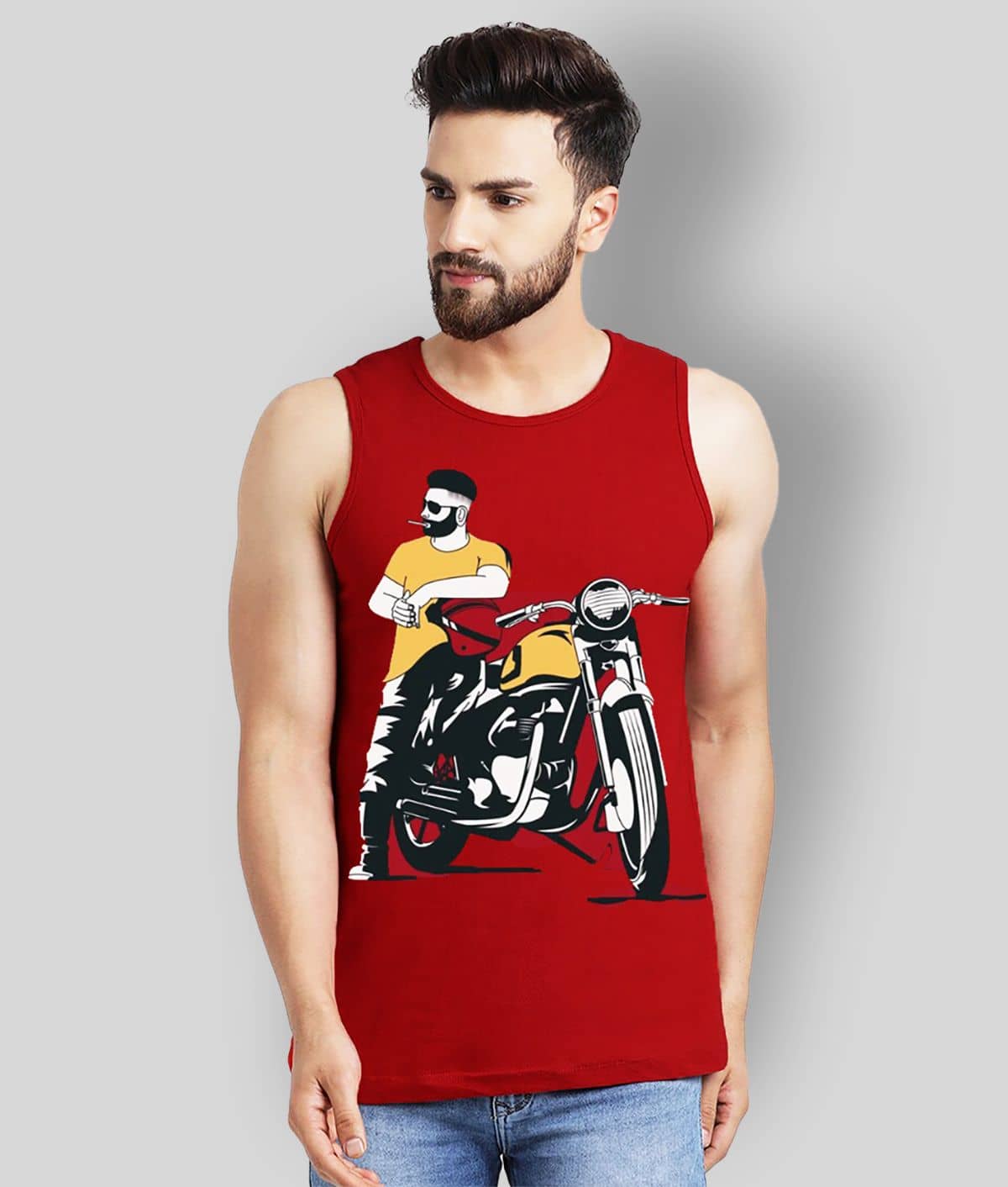Leotude Pack of 1 Cotton Blend Sleeveless Vest For Men ( Red ) - Nightwear & Loungewear | Buy online on ZillyBuy