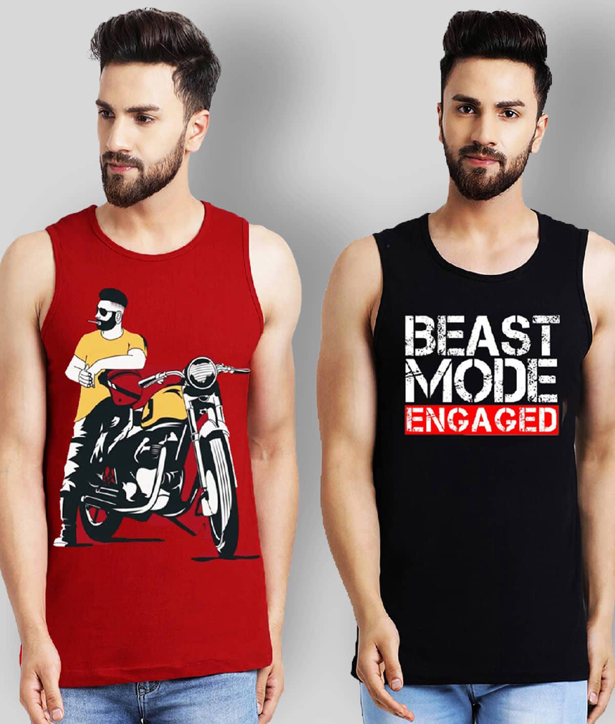 Leotude Pack of 2 Cotton Sleeveless Vest For Men ( Black ) - Nightwear & Loungewear | Buy online on ZillyBuy