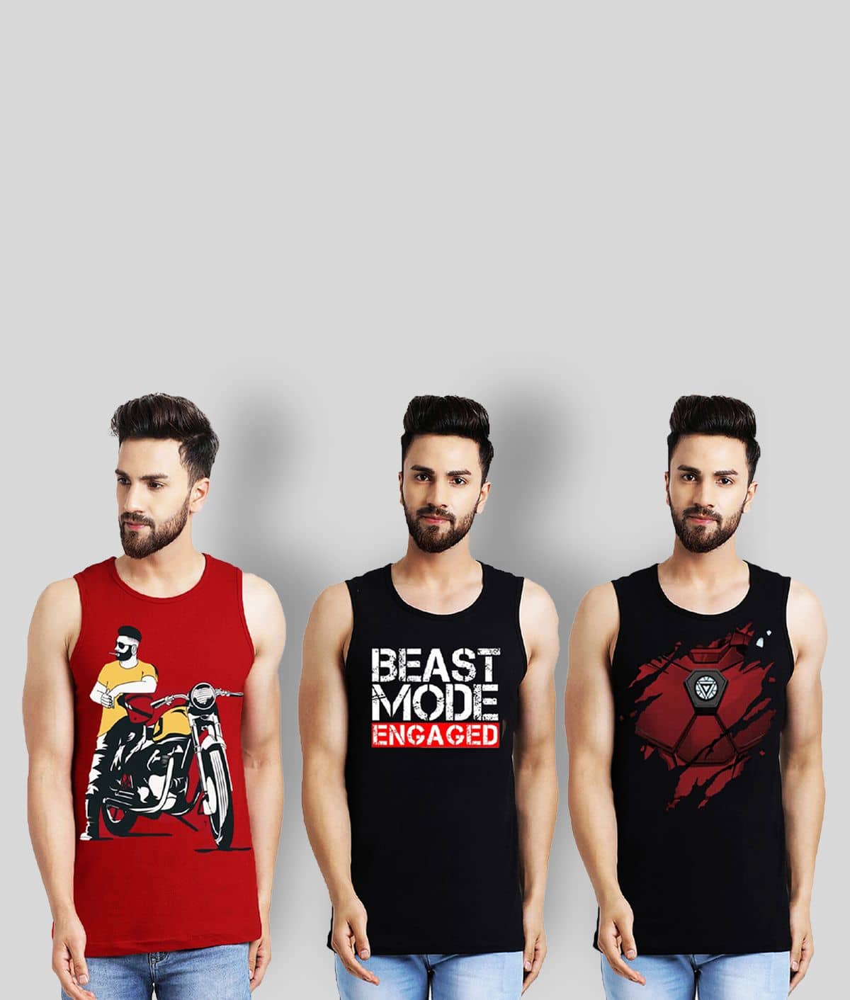Leotude Pack of 3 Cotton Sleeveless Vest For Men ( Multi ) - Nightwear & Loungewear | Buy online on ZillyBuy