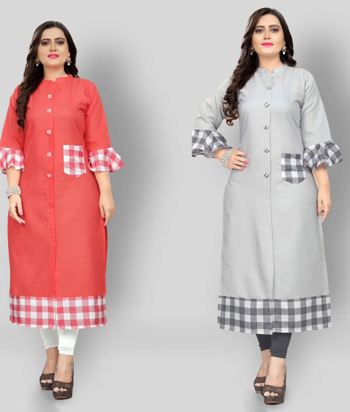 Lerkiza - Multicolor Cotton Women's Straight Kurti ( Pack of 2 ) - Kurtis, Tunics | Buy online on ZillyBuy