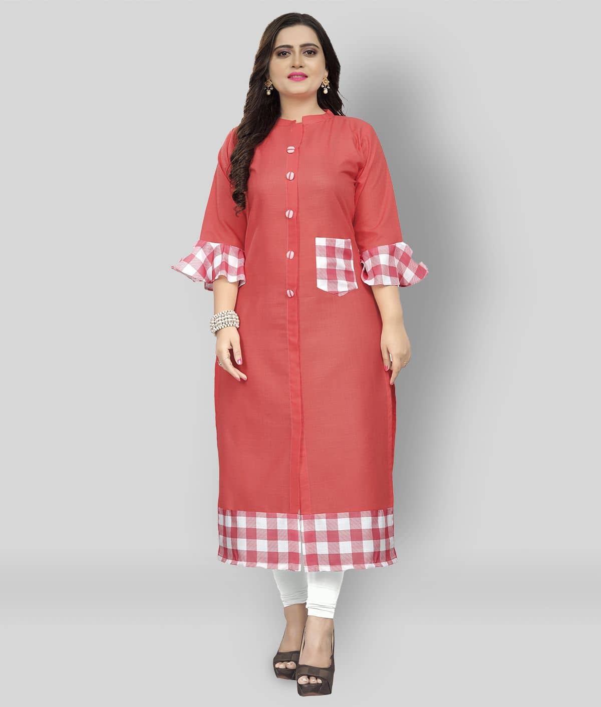 Lerkiza - Pink Cotton Women's Straight Kurti ( Pack of 1 ) - Kurtis, Tunics | Buy online on ZillyBuy