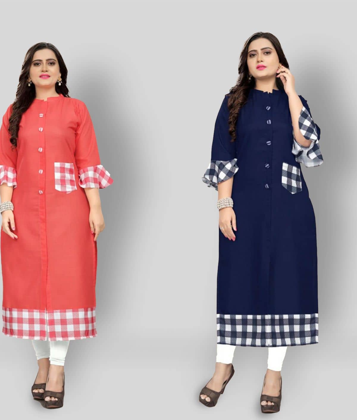 Lerkiza - Multicolor Cotton Women's Straight Kurti ( Pack of 2 ) - Kurtis, Tunics | Buy online on ZillyBuy