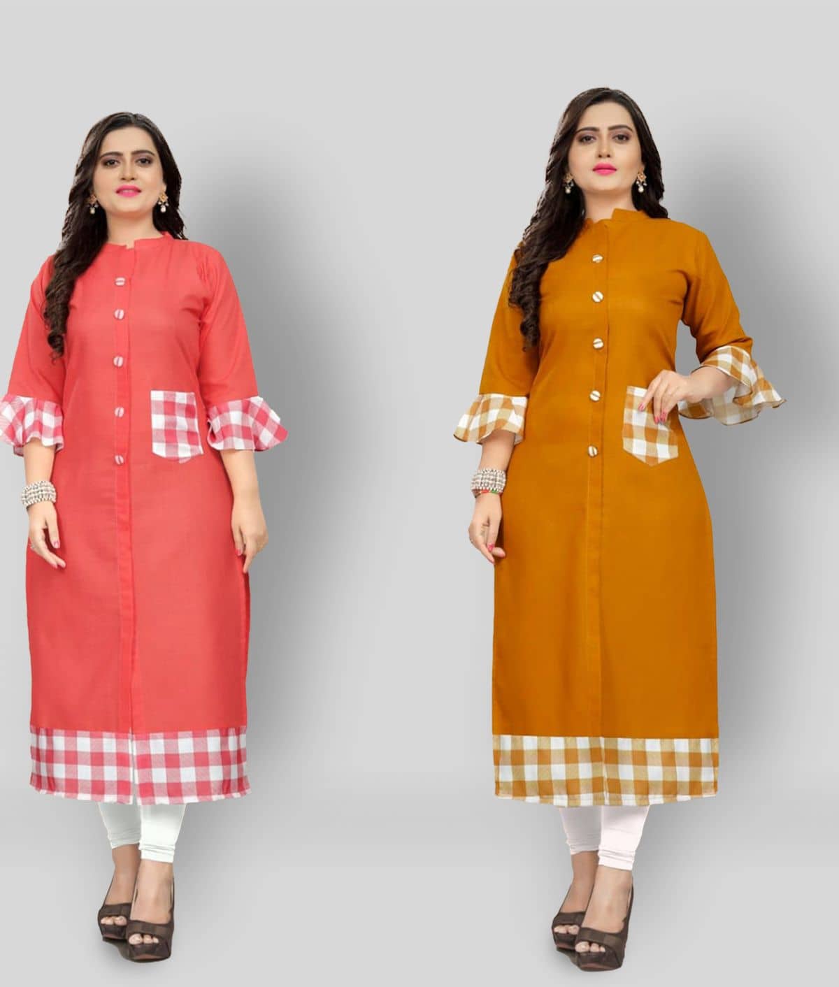 Lerkiza - Multicolor Cotton Women's Straight Kurti ( Pack of 2 ) - Kurtis, Tunics | Buy online on ZillyBuy