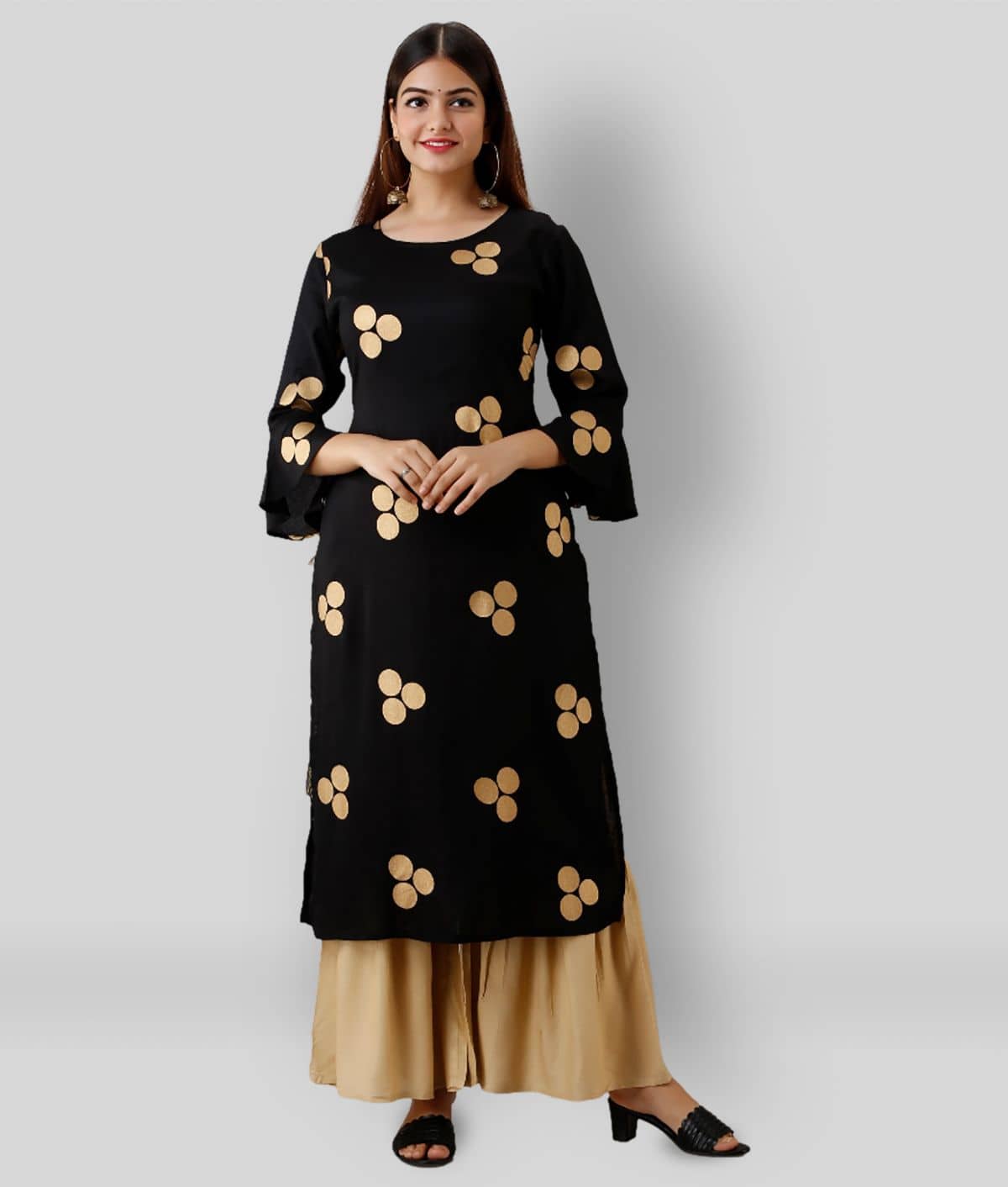 MAUKA - Black Straight Rayon Women's Stitched Salwar Suit ( Pack of 1 )