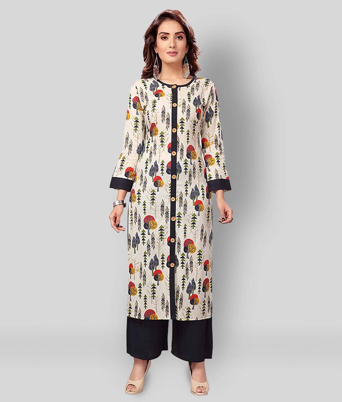 Madhuram Textiles - Multicolor Rayon Women's Front Slit Kurti ( Pack of 1 ) Madhuram Textiles - Multicolor Rayon Women's Front Slit Kurti ( Pack of 1 )