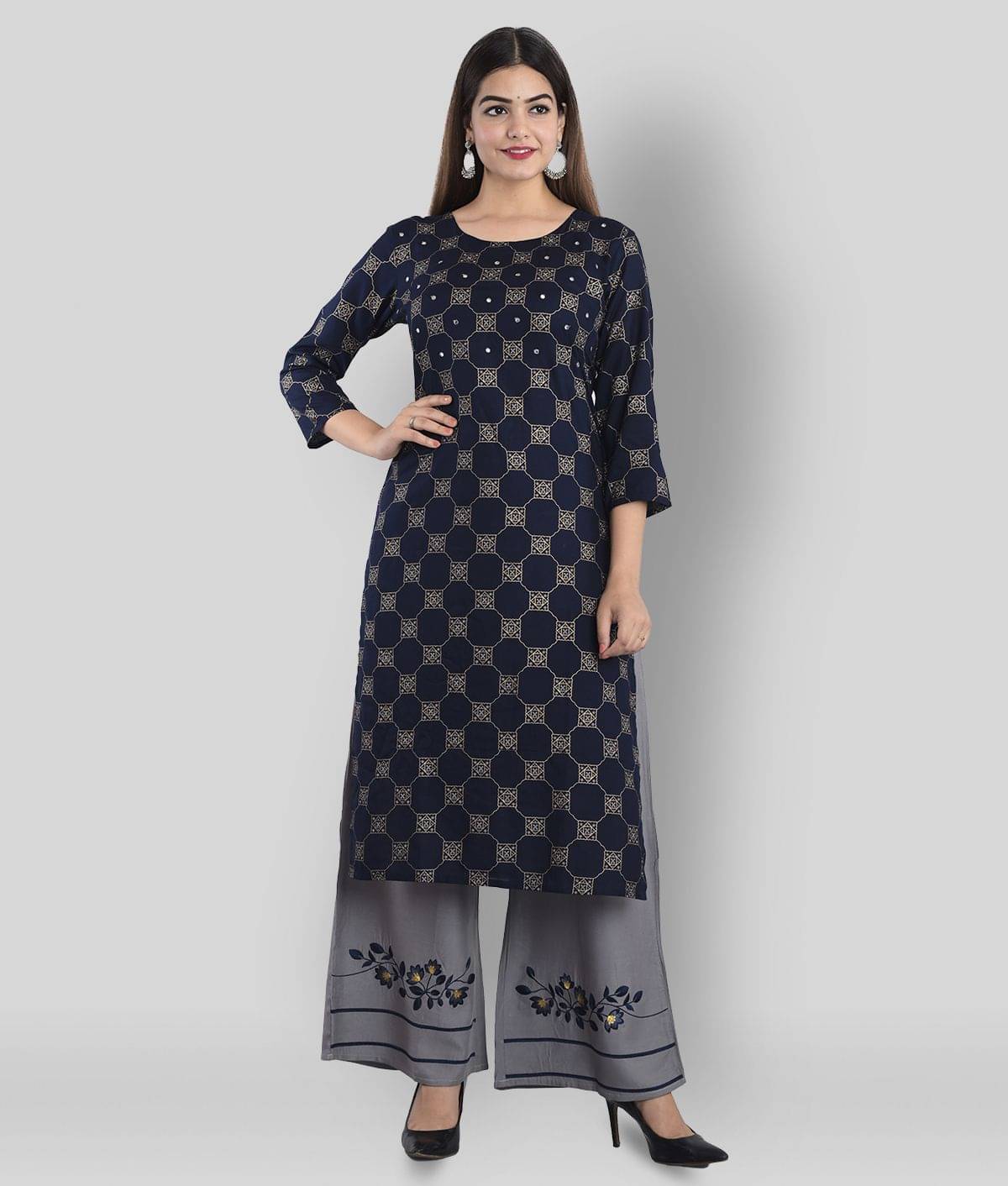 The Style Story - Black Straight Rayon Women's Stitched Salwar Suit ( Pack of 1 ) The Style Story - Black Straight Rayon Women's Stitched Salwar Suit ( Pack of 1 )