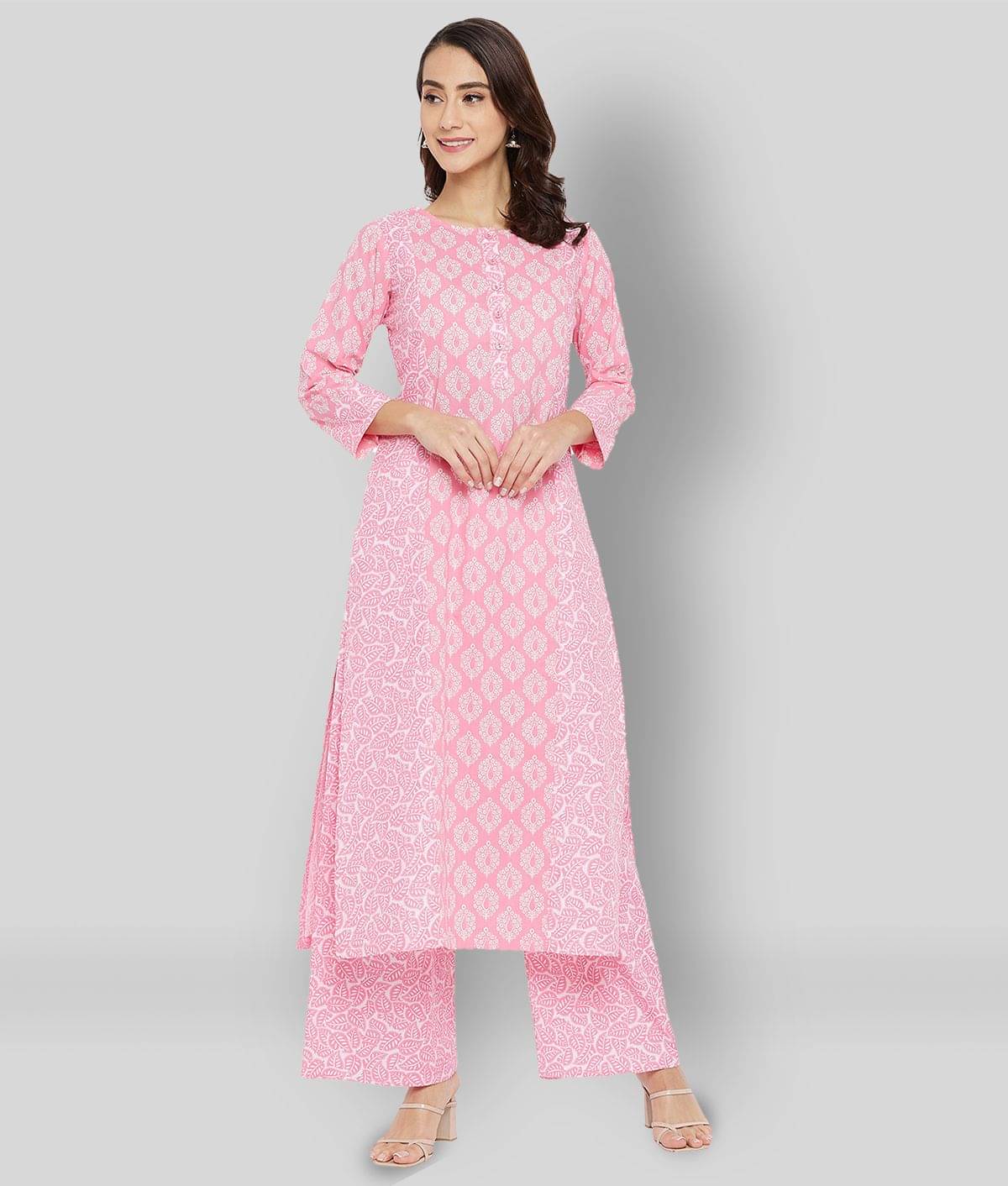 Tissu - Pink Straight Cotton Women's Stitched Salwar Suit ( Pack of 1 ) Tissu - Pink Straight Cotton Women's Stitched Salwar Suit ( Pack of 1 )