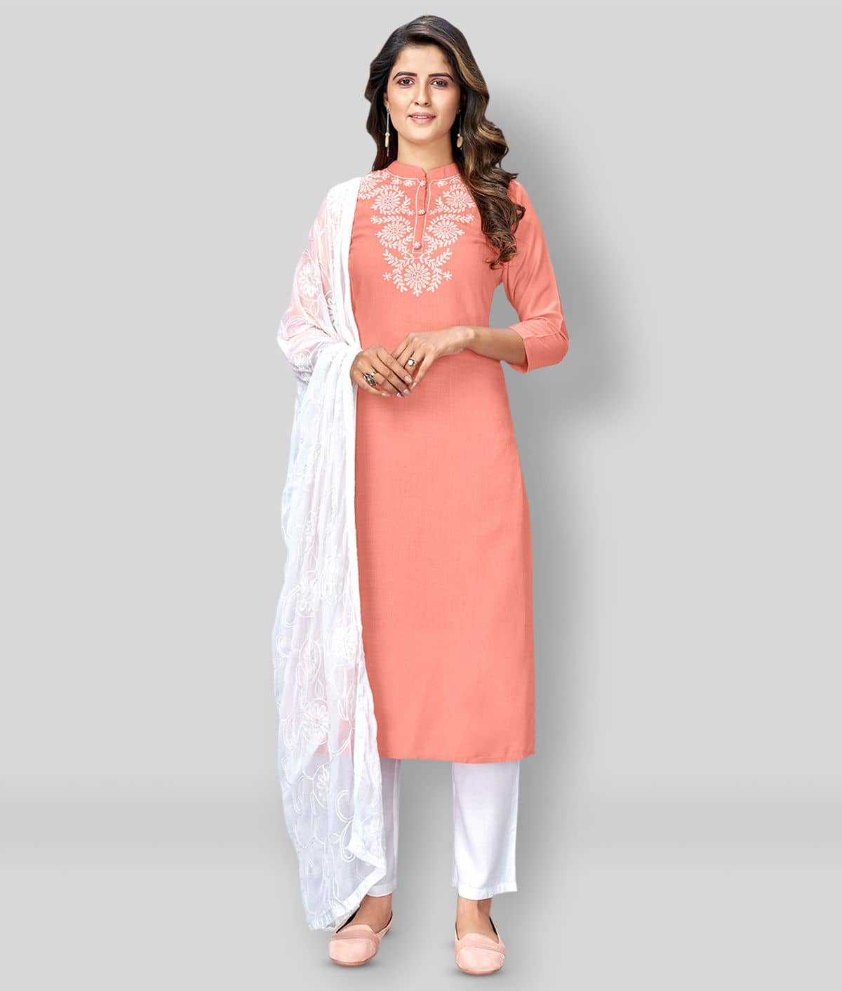 Vbuyz - Orange Straight Rayon Women's Stitched Salwar Suit ( Pack of 1 )