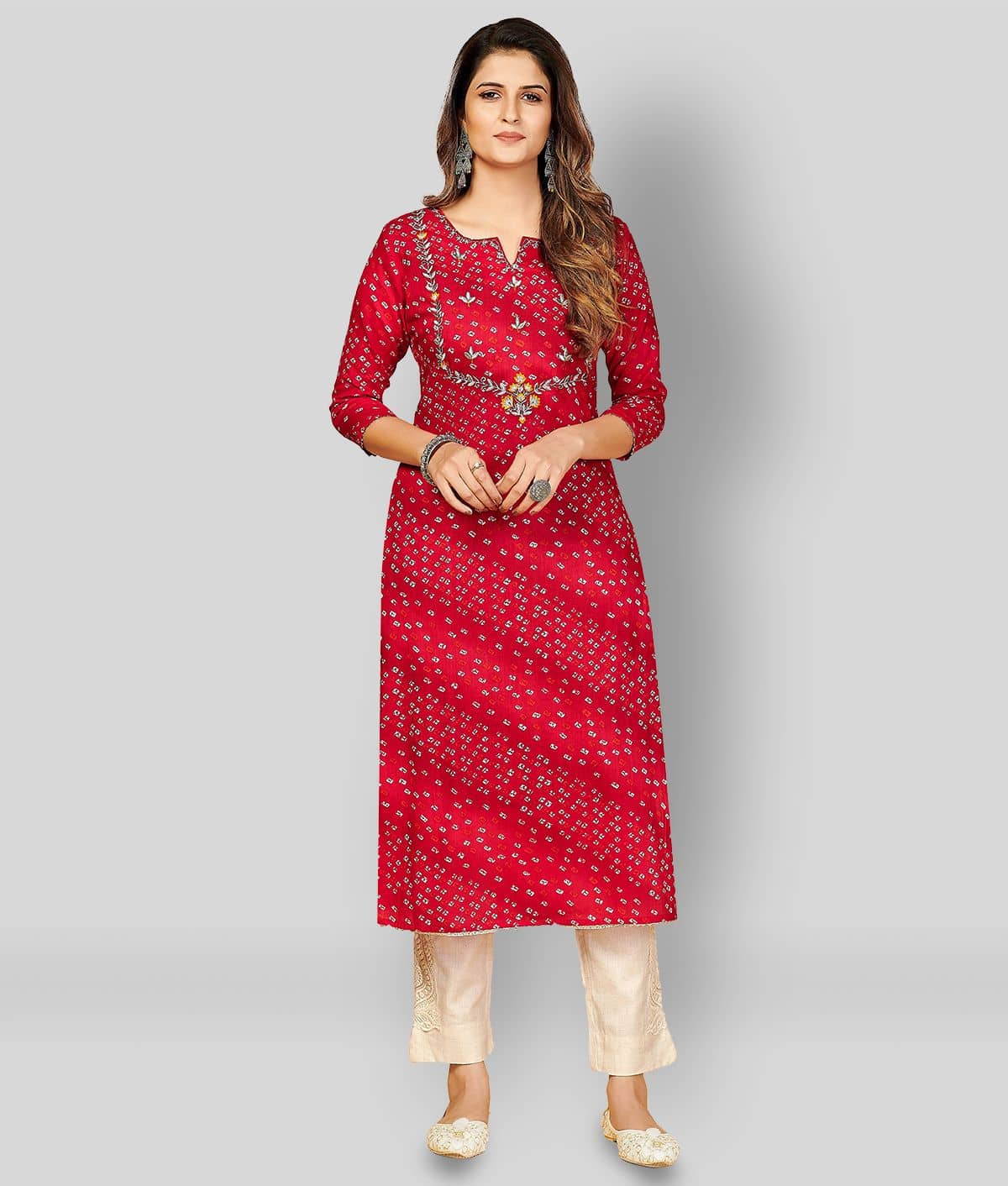 Vbuyz - Pink Cotton Women's Straight Kurti ( Pack of 1 ) - Kurtis, Tunics | Buy online on ZillyBuy
