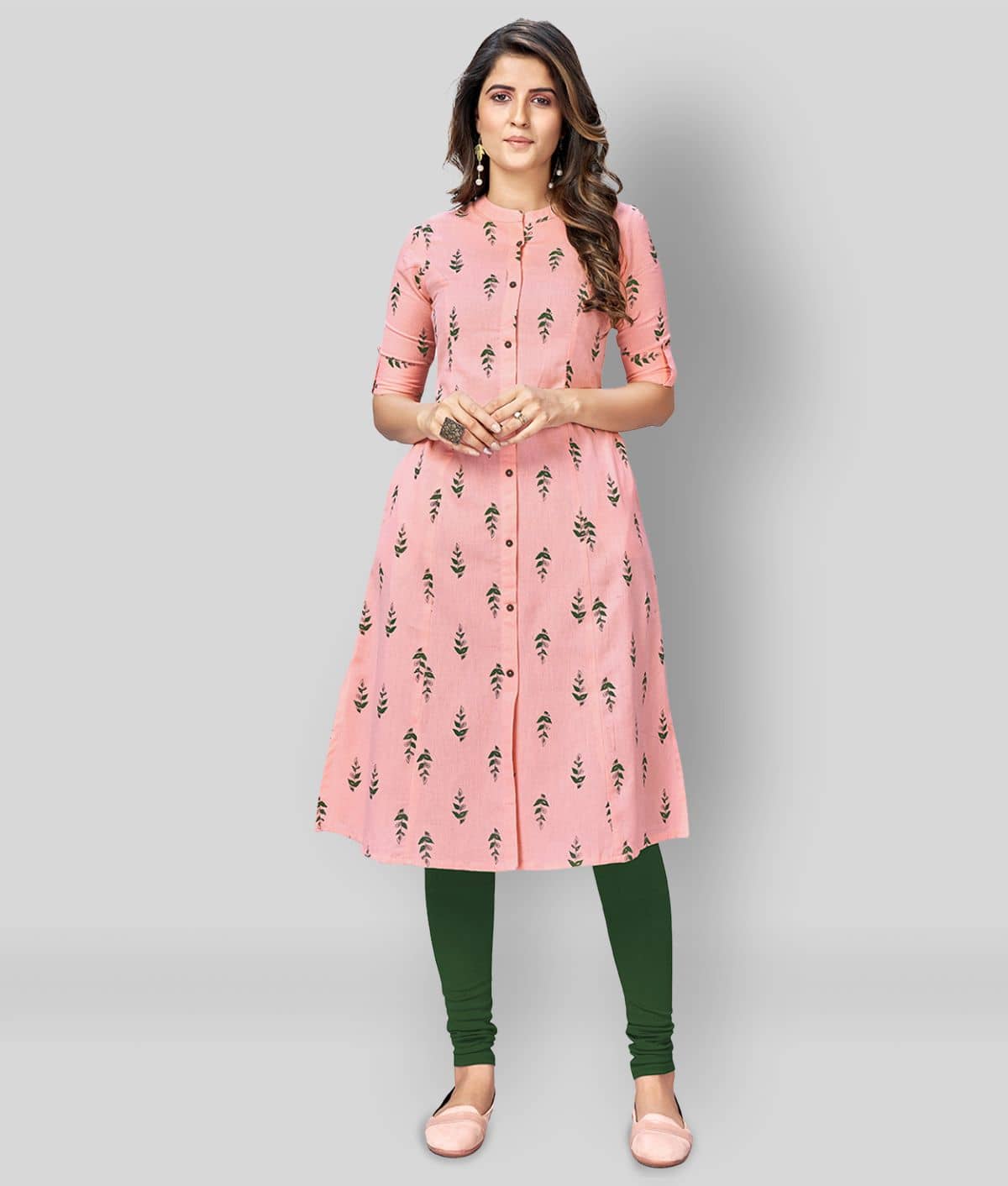 Vbuyz Pack of 1 Cotton Flex Printed Front Slit Women's Kurti - ( Pink ) - Kurtis, Tunics | Buy online on ZillyBuy