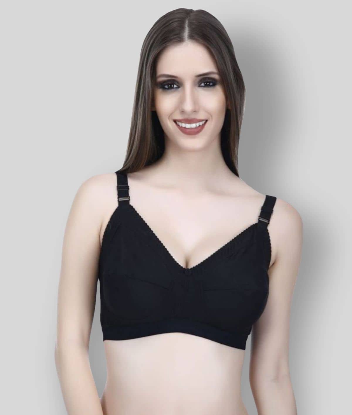 Viral Girl Cotton Non Padded Women's T-Shirt Bra ( Black )