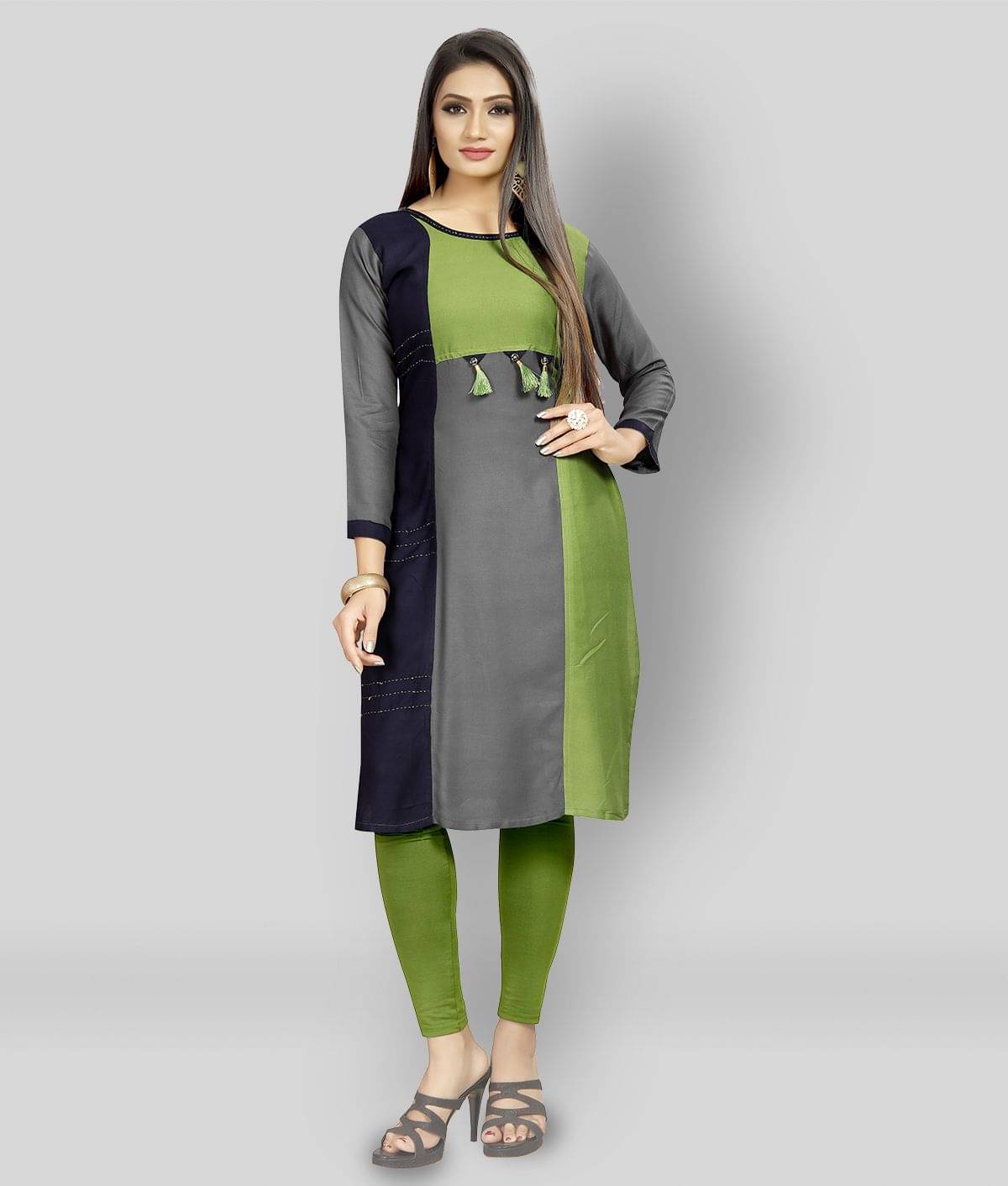 dk life style - Multicolor Rayon Women's Straight Kurti ( Pack of 1 )     			dk life style - Multicolor Rayon Women's Straight Kurti ( Pack of 1 )
