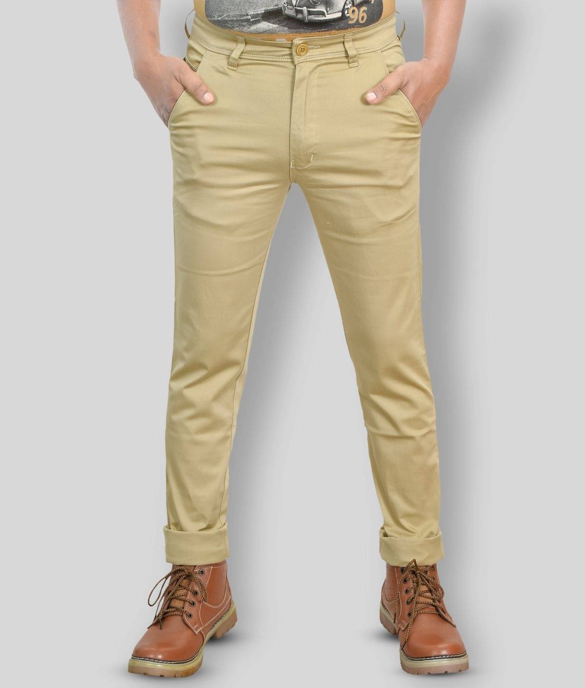     			plounge - Off White Cotton Blend Regular Fit Men's Formal Pants (Pack of 1)