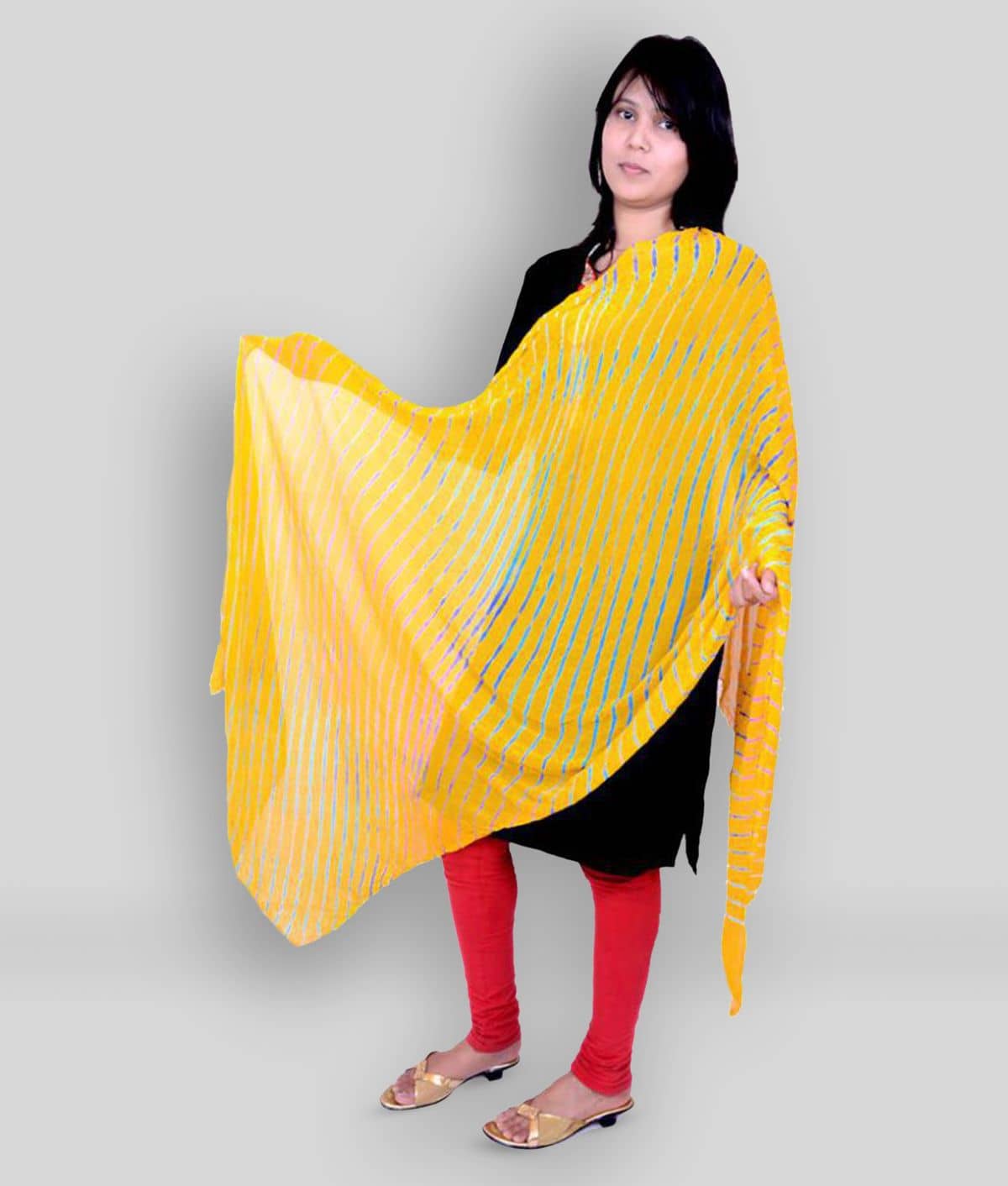 Apratim Yellow Georgette Leheria Dupatta - Dupattas & Shawls | Buy online on ZillyBuy