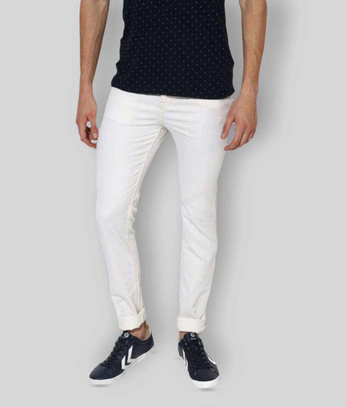     			Calcium - White Cotton Blend Skinny Fit Men's Jeans ( Pack of 1 )