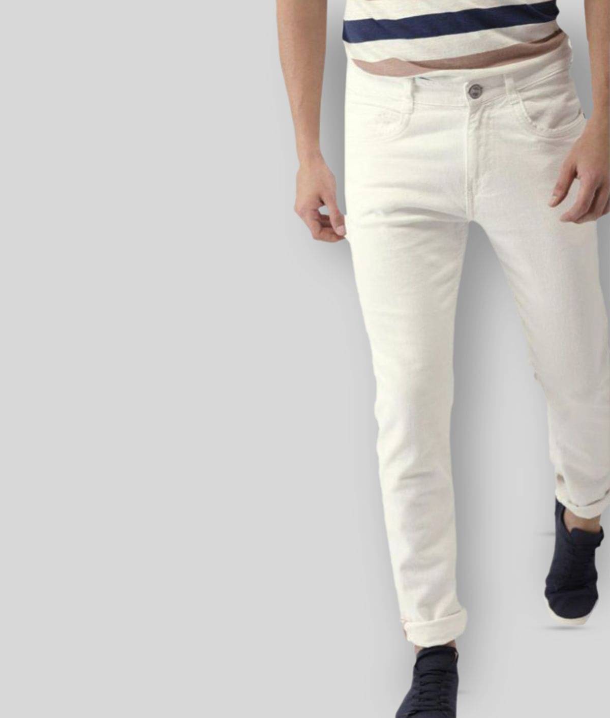     			Calcium - White Cotton Blend Slim Fit Men's Jeans ( Pack of 1 )