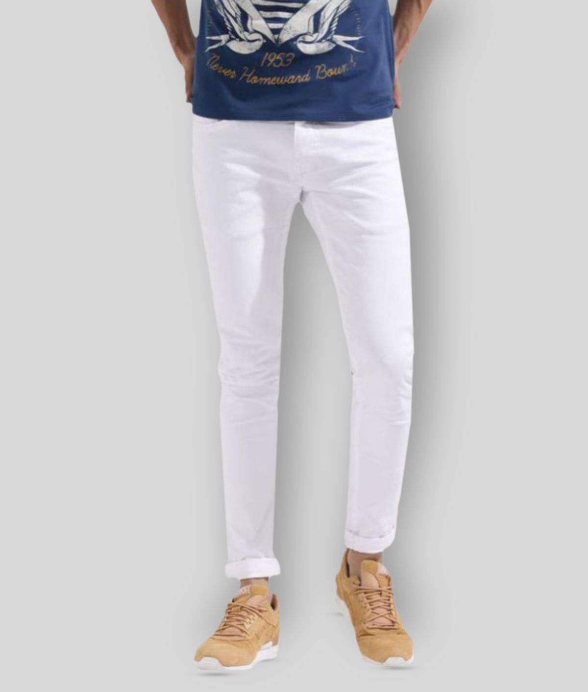     			Calcium - White Cotton Blend Slim Fit Men's Jeans ( Pack of 1 )