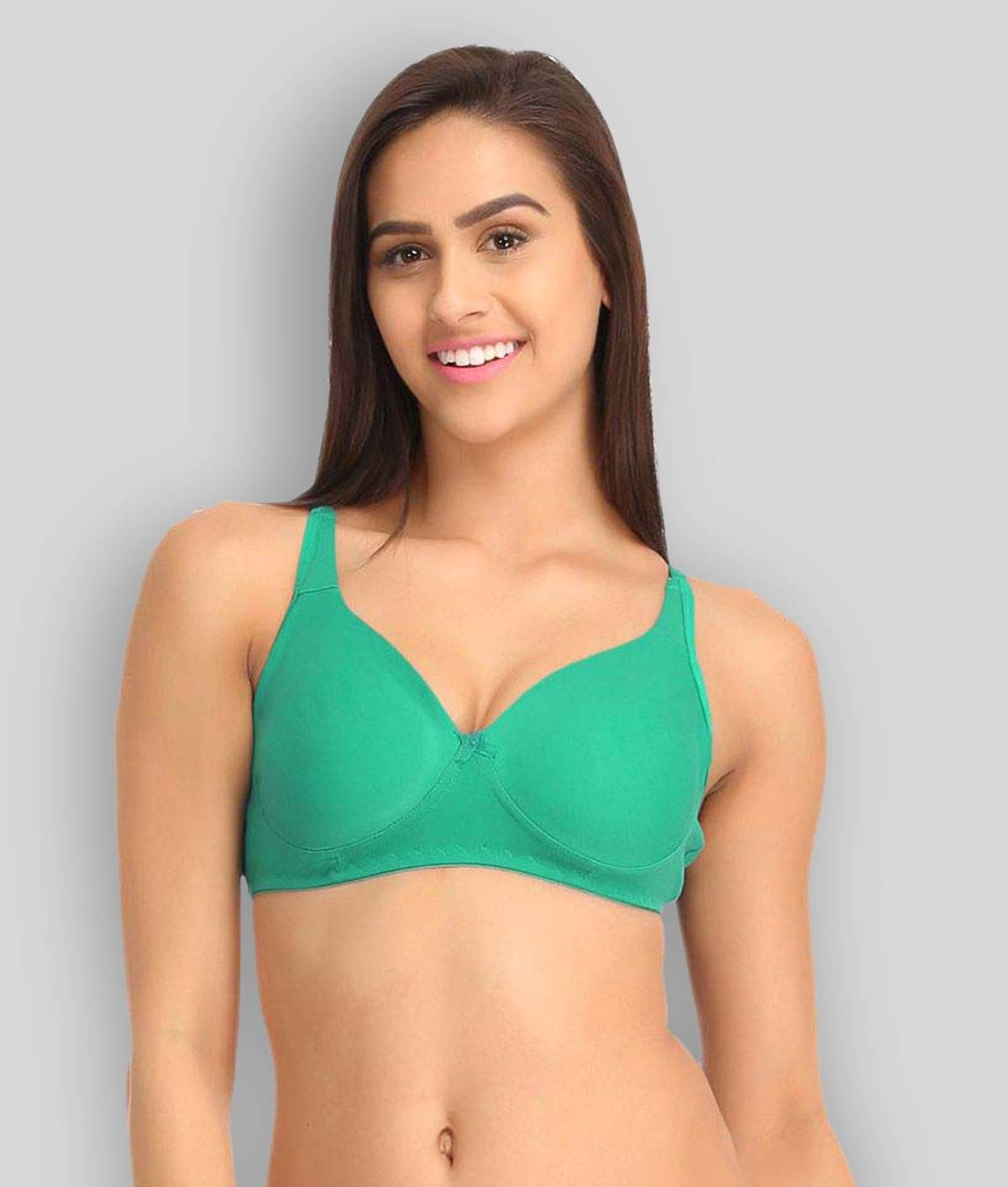 Clovia Poly Cotton Non Padded Women's T-Shirt/ Seamless Bra ( Green ) Clovia Poly Cotton Non Padded Women's T-Shirt/ Seamless Bra ( Green )