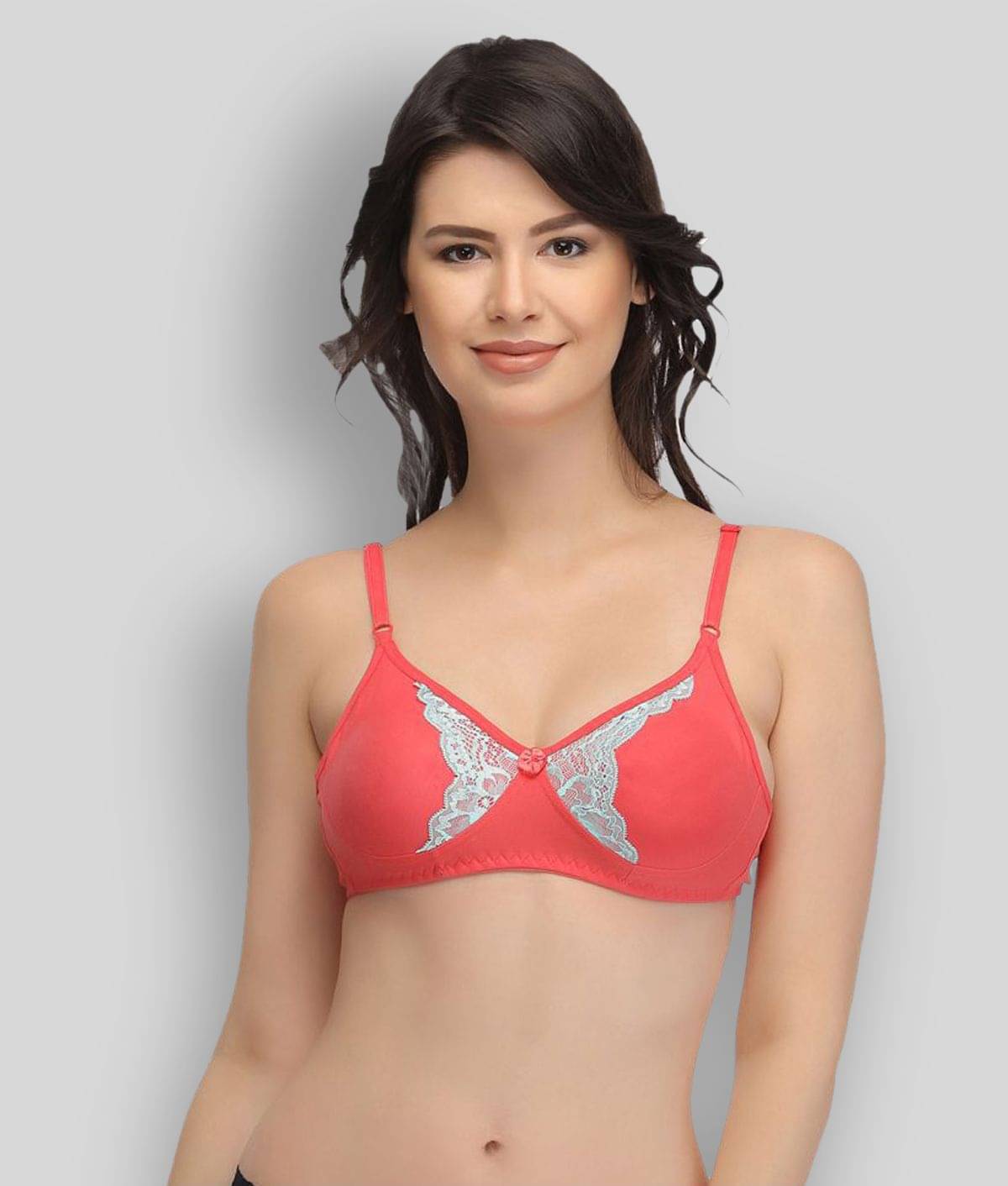     			Clovia Lace Non Padded Women's T-Shirt/ Seamless Bra ( Pink )