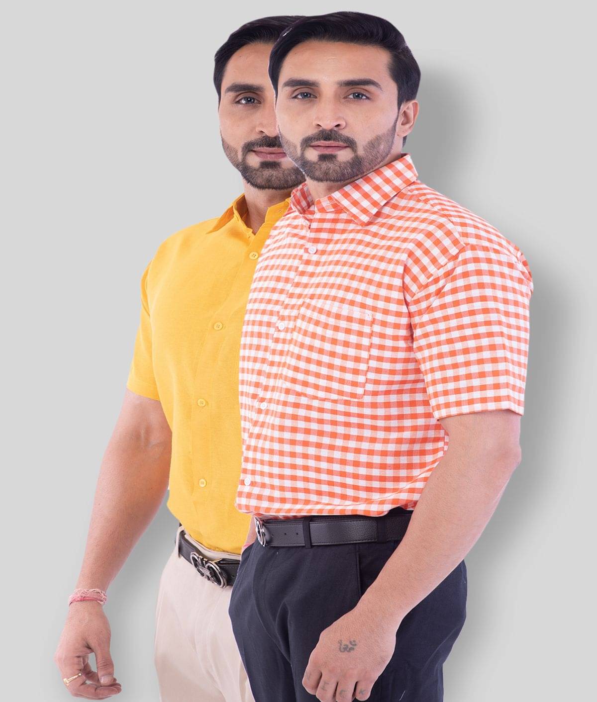    			DESHBANDHU DBK - Multicolor Cotton Regular Fit Men's Casual Shirt (Pack of 2 )