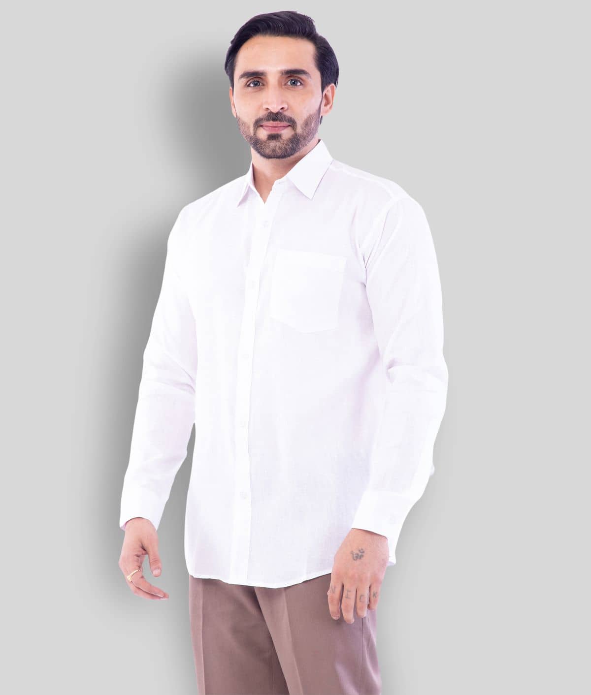 DESHBANDHU DBK - White Cotton Regular Fit Men's Casual Shirt (Pack of 1 )