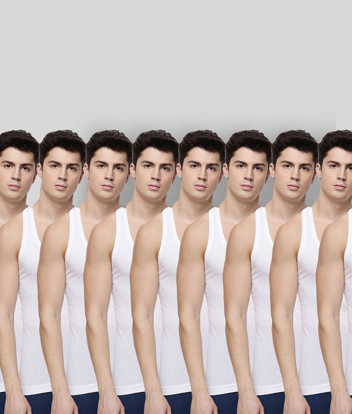     			Dollar Bigboss Men's White Pack of 10 Solid Combed Cotton Shrinkless Vest