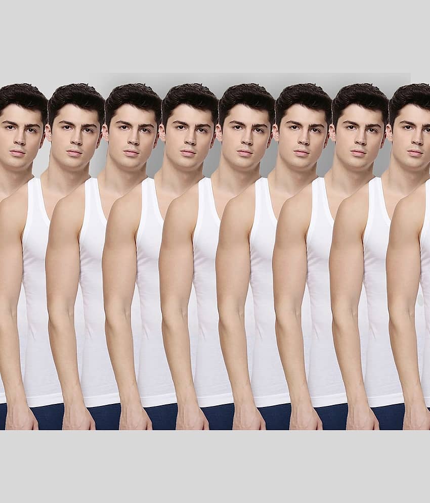 Dollar Bigboss Men's White Pack of 10 Solid Combed Cotton Shrinkless Vest - Nightwear & Loungewear | Buy online on ZillyBuy