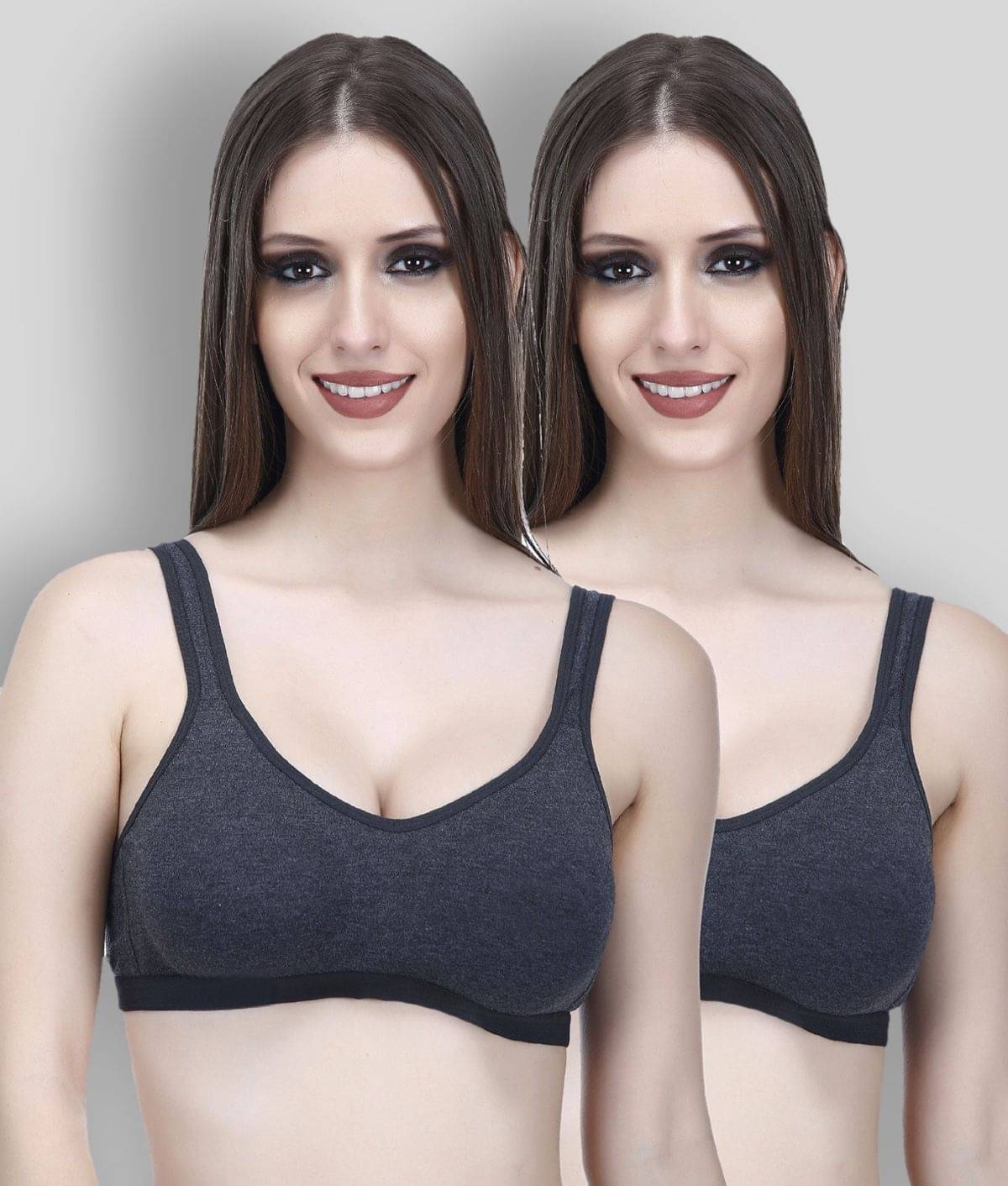     			Elina Pack of 2 Cotton Non Padded Women's T-Shirt Bra ( Grey )