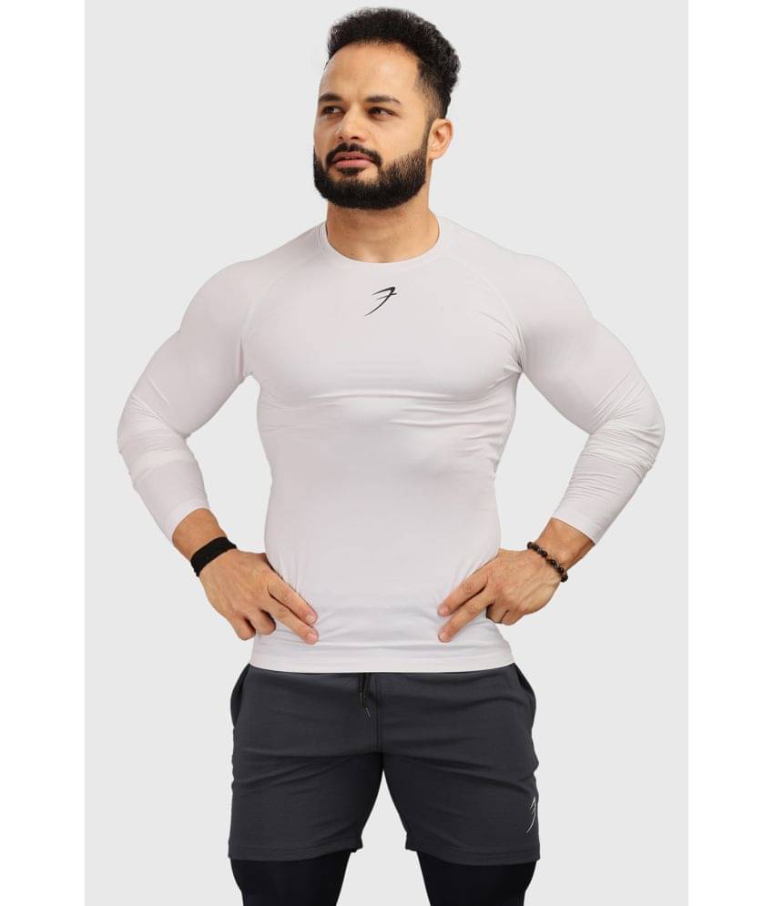 Fuaark - White Polyester Slim Fit Men's Compression T-Shirt ( Pack of 1 ) Fuaark - White Polyester Slim Fit Men's Compression T-Shirt ( Pack of 1 )