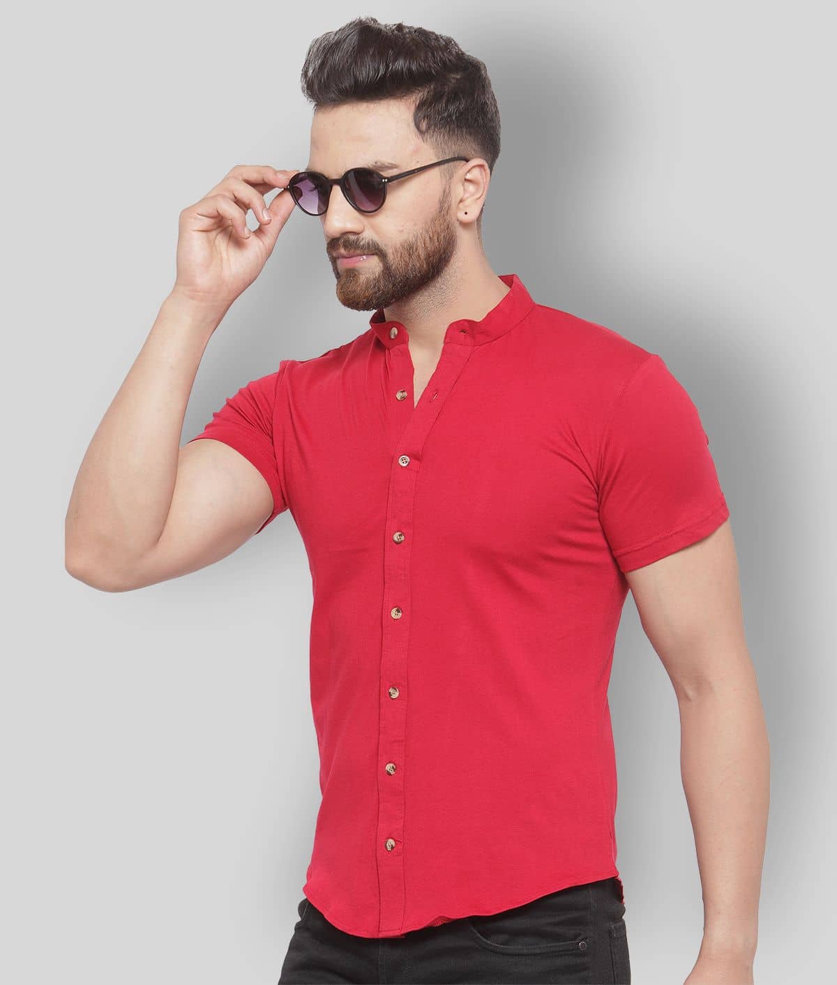 GESPO - Red Cotton Blend Regular Fit Men's Casual Shirt ( Pack of 1 )