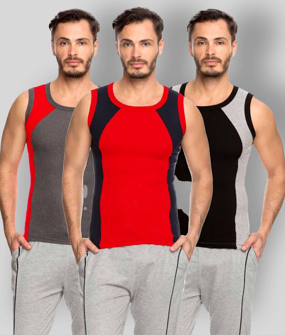 Genx - Multicolor Cotton Men's Vest ( Pack of 3 ) - Nightwear & Loungewear | Buy online on ZillyBuy