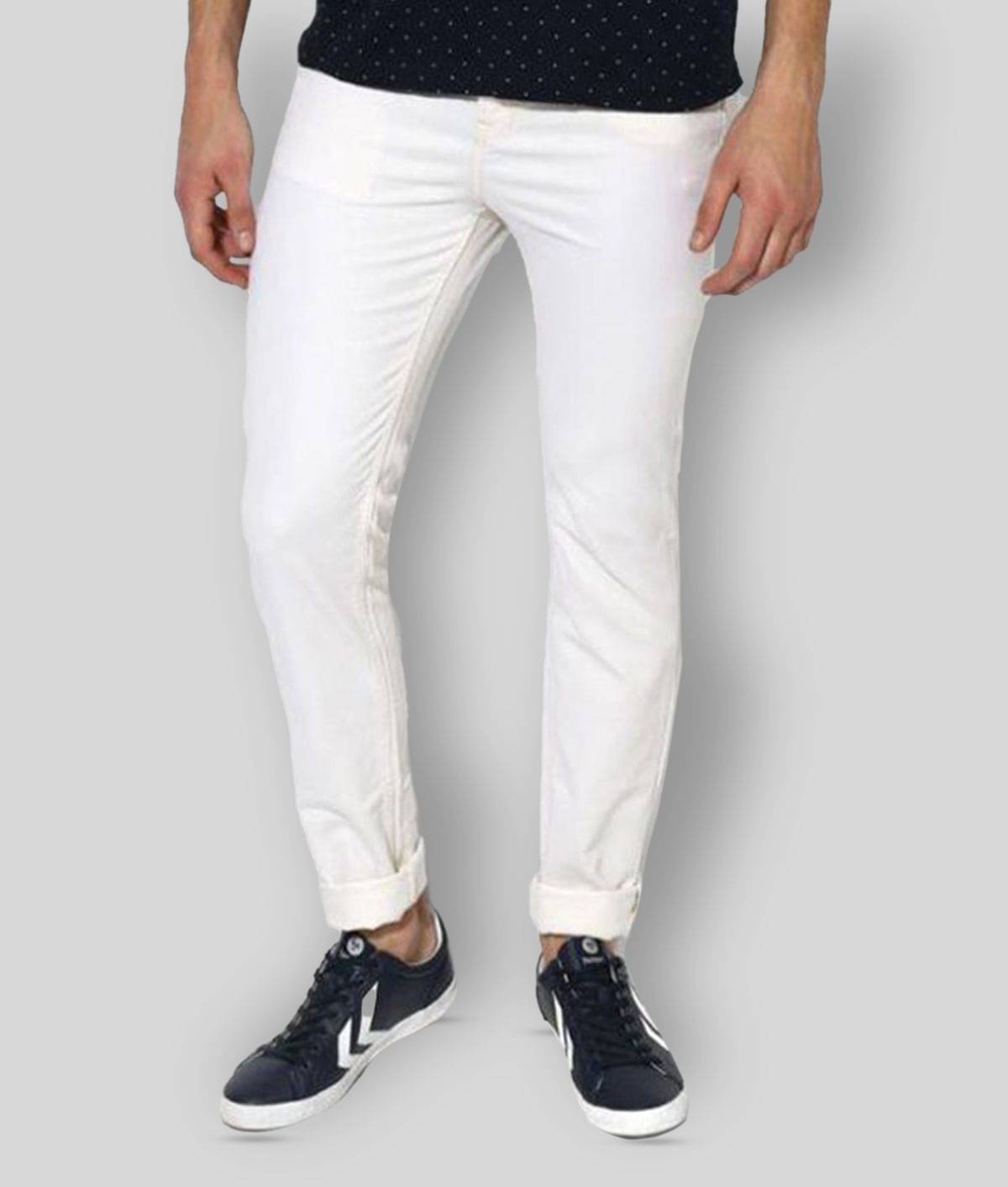 HALOGEN - White Denim Slim Fit Men's Jeans ( Pack of 1 ) HALOGEN - White Denim Slim Fit Men's Jeans ( Pack of 1 )