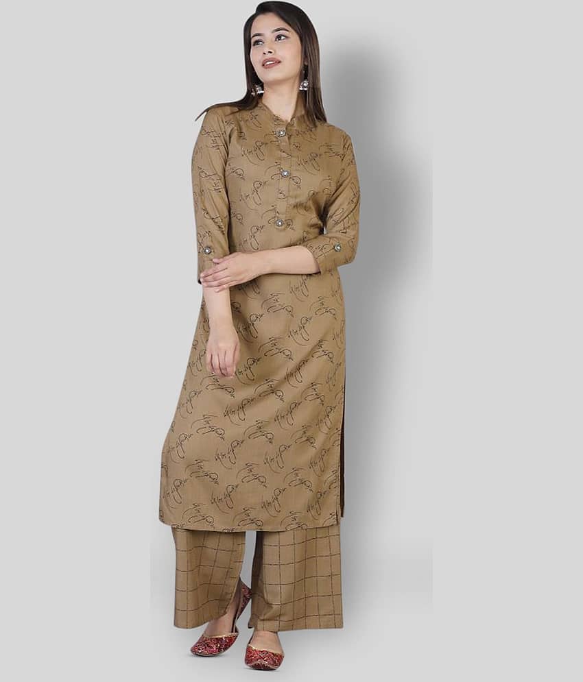 HIGHLIGHT FASHION EXPORT - Brown Straight Rayon Women's Stitched Salwar Suit ( Pack of 1 )