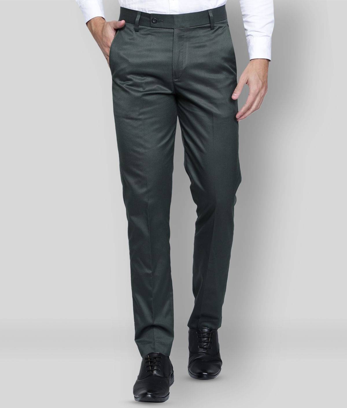     			Haul Chic - Dark Green Cotton Blend Slim Fit Men's Formal Pants (Pack of 1)