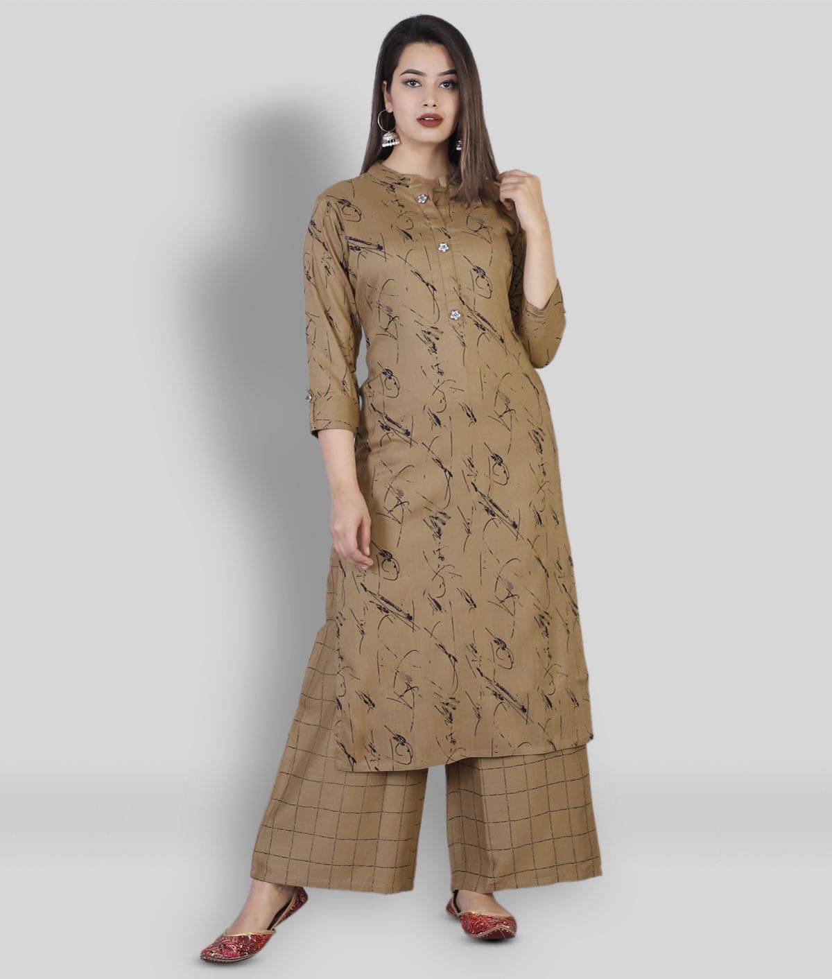     			JC4U - Brown Straight Rayon Women's Stitched Salwar Suit ( Pack of 1 )
