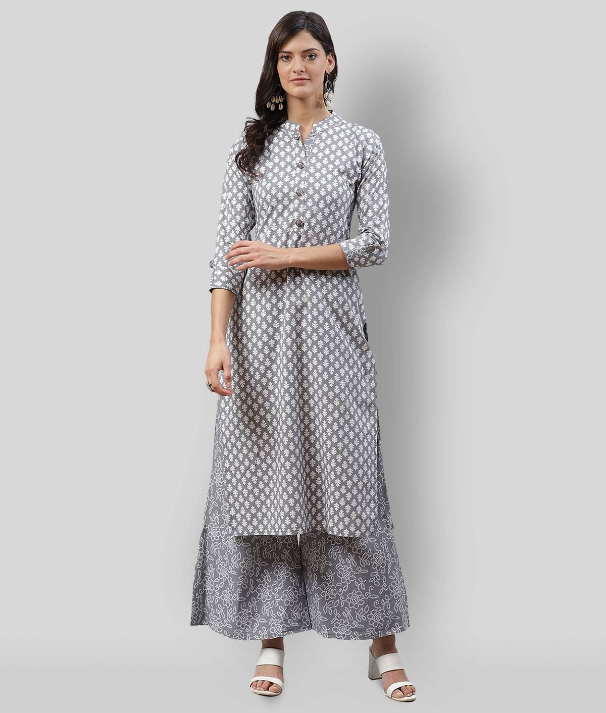 JC4U - Light Grey Straight Cotton Women's Stitched Salwar Suit ( Pack of 1 ) JC4U - Light Grey Straight Cotton Women's Stitched Salwar Suit ( Pack of 1 )